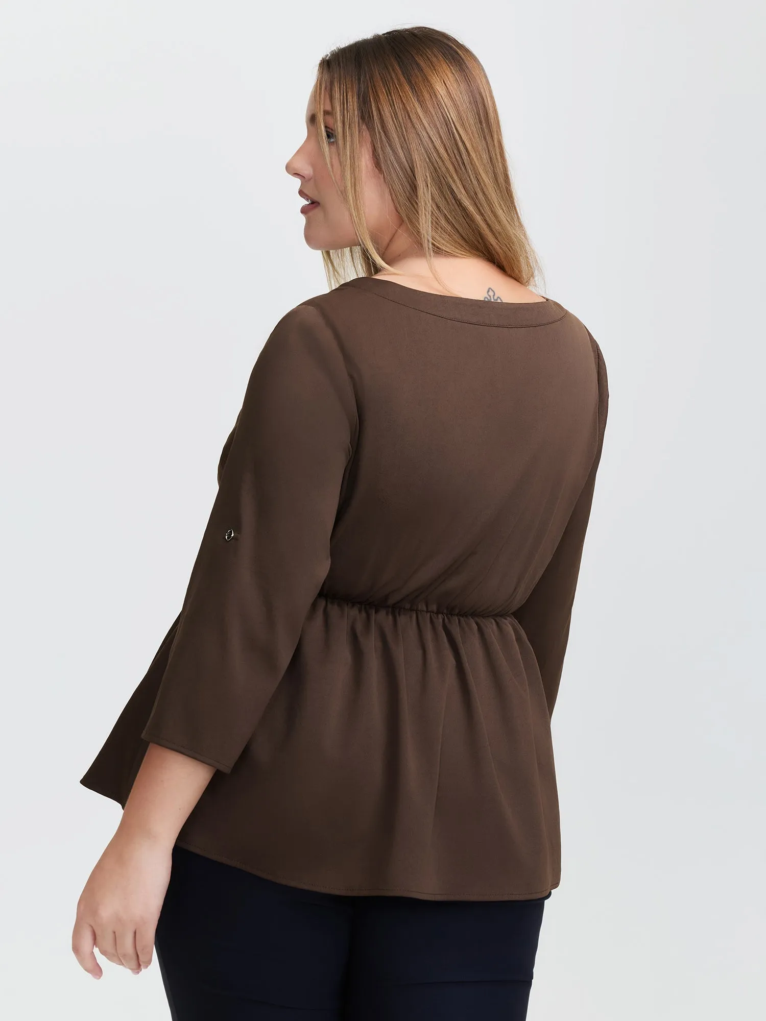 Waist Defining Tab Sleeve Blouse sold by Bloomchic product image thumbnail 4
