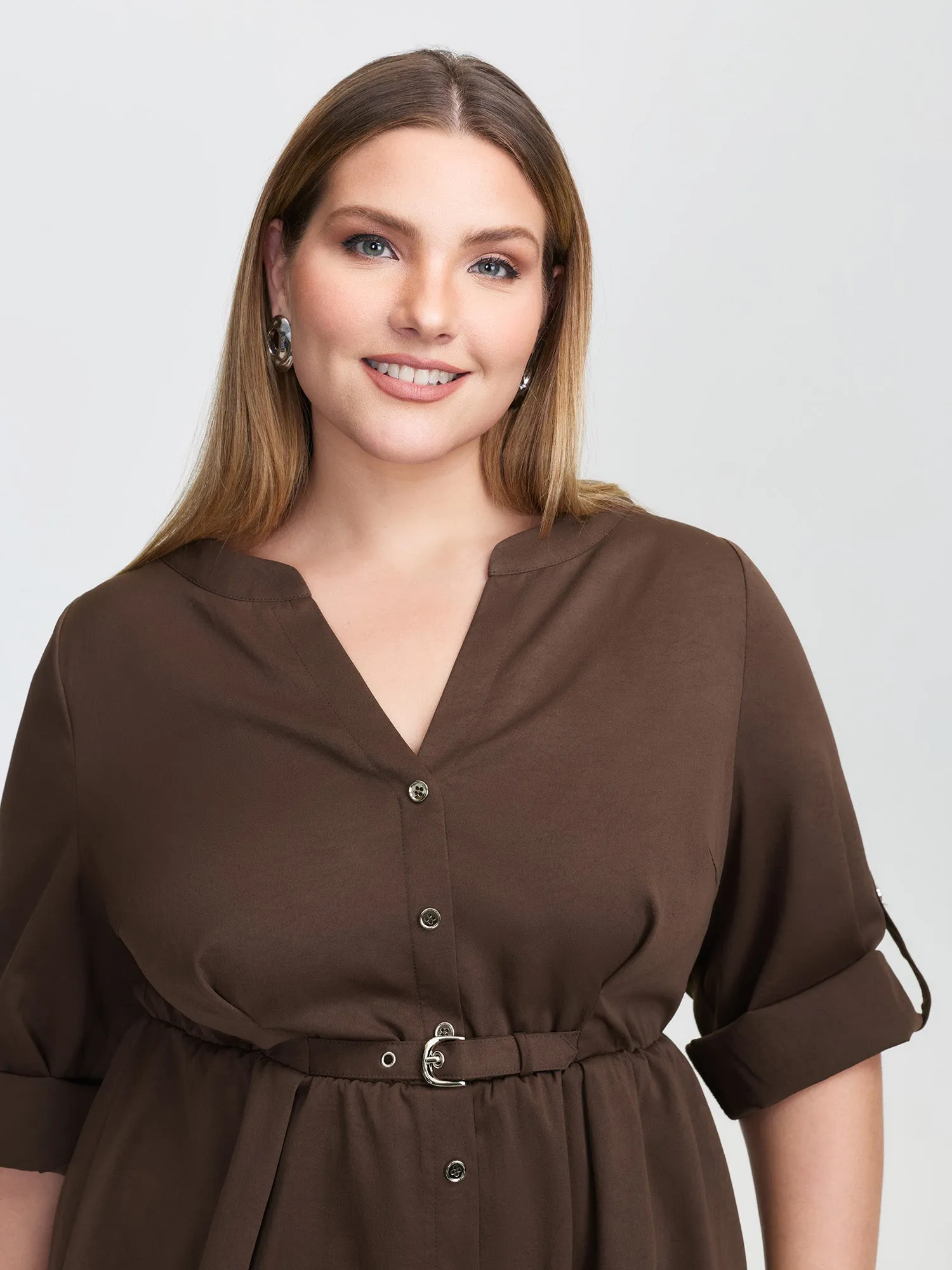 Waist Defining Tab Sleeve Blouse sold by Bloomchic product image thumbnail 2