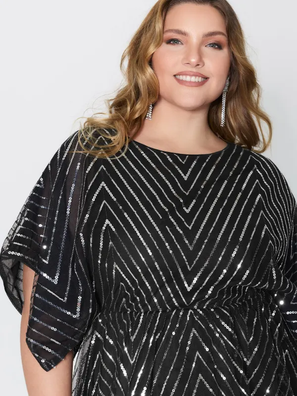 Zigzag Sequin Stretchy Waist Blouse sold by Bloomchic