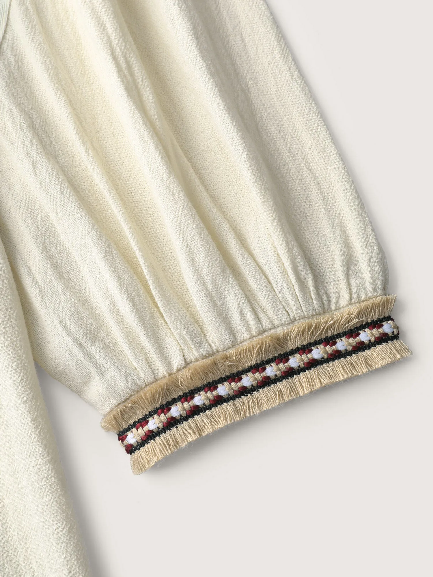 Cotton Contrast Webbing Notched Collar Blouse sold by Bloomchic product image thumbnail 5