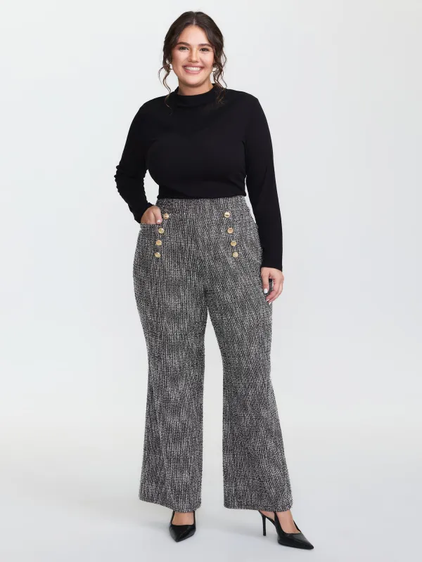Tweed Metal Buttons Detail Pants sold by Bloomchic