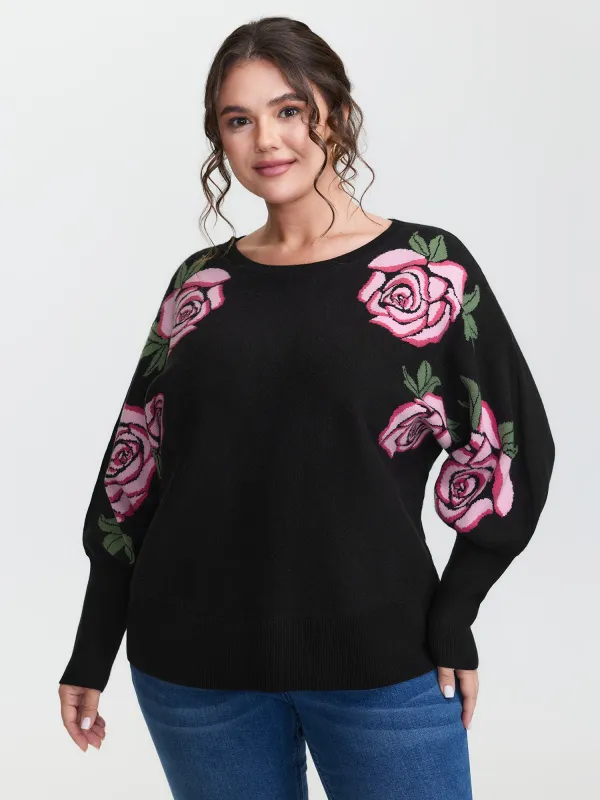 Supersoft Floral Batwing Sleeve Pullover sold by Bloomchic