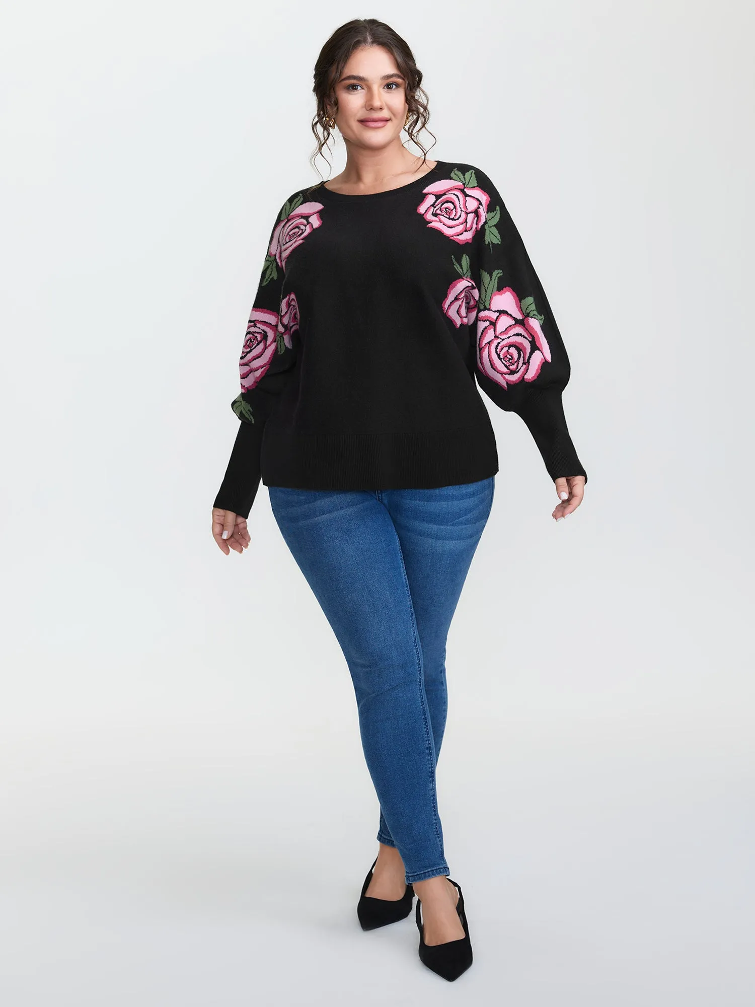 Supersoft Floral Batwing Sleeve Pullover sold by Bloomchic product image thumbnail 3