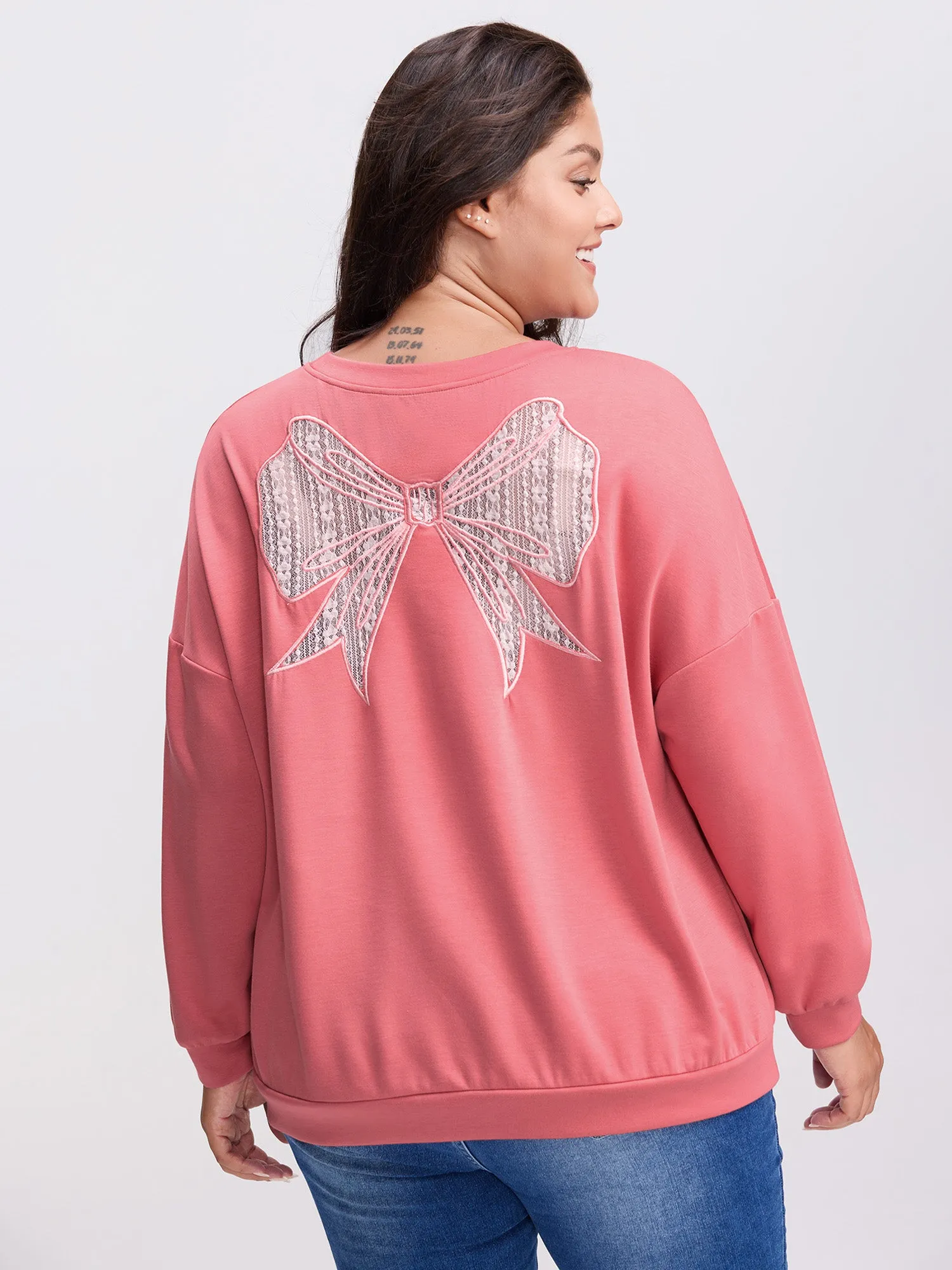 Supersoft Cut-Out Bow Embroidery Sweatshirt sold by Bloomchic product image thumbnail 4