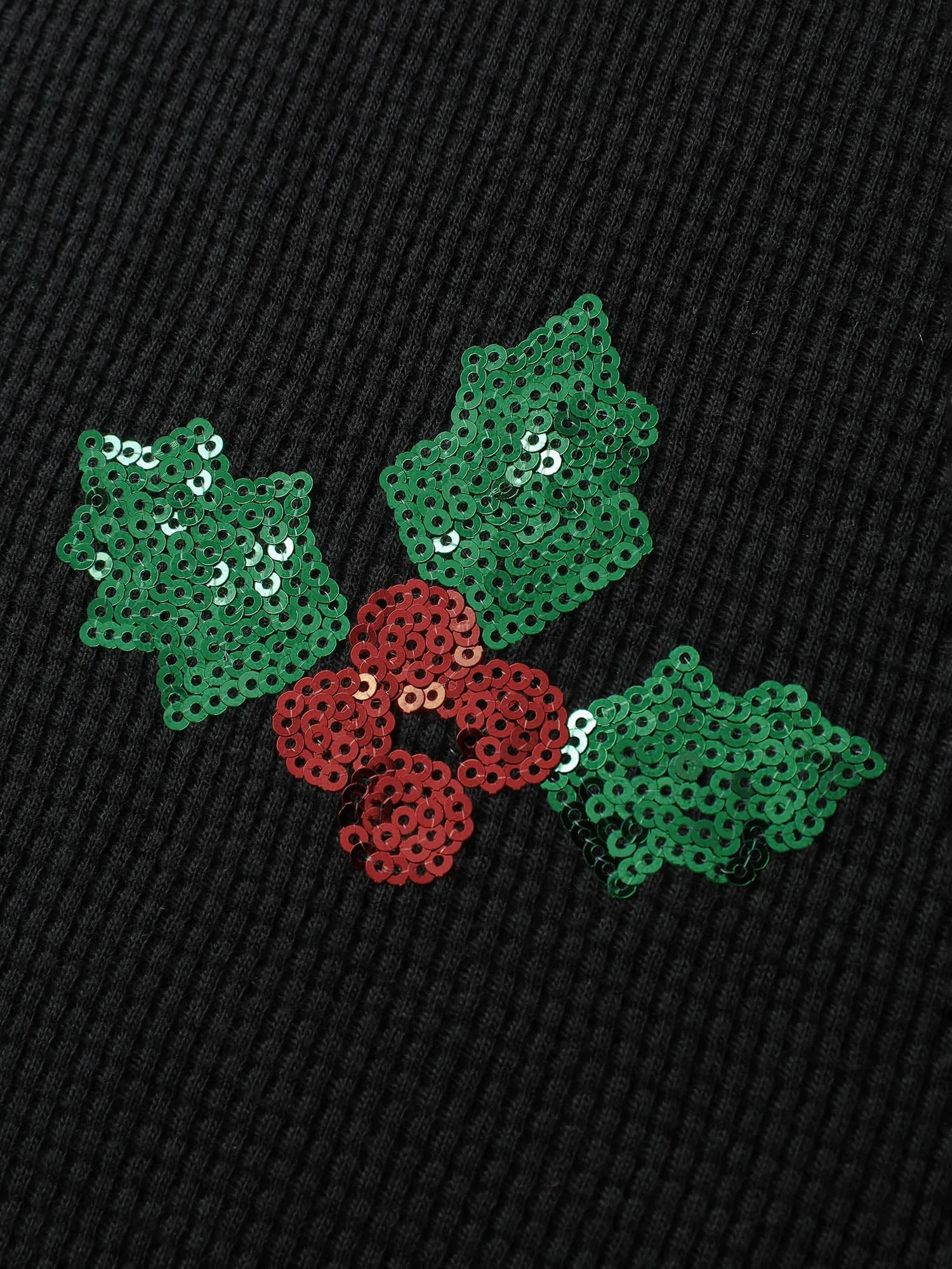 Holiday Elements Sequin Embroidery Textured Sweatshirt sold by Bloomchic product image thumbnail 5