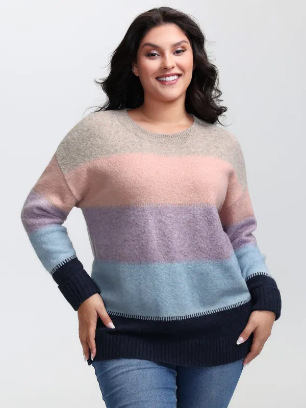 Color Stripes Round Neck Pullover sold by Bloomchic