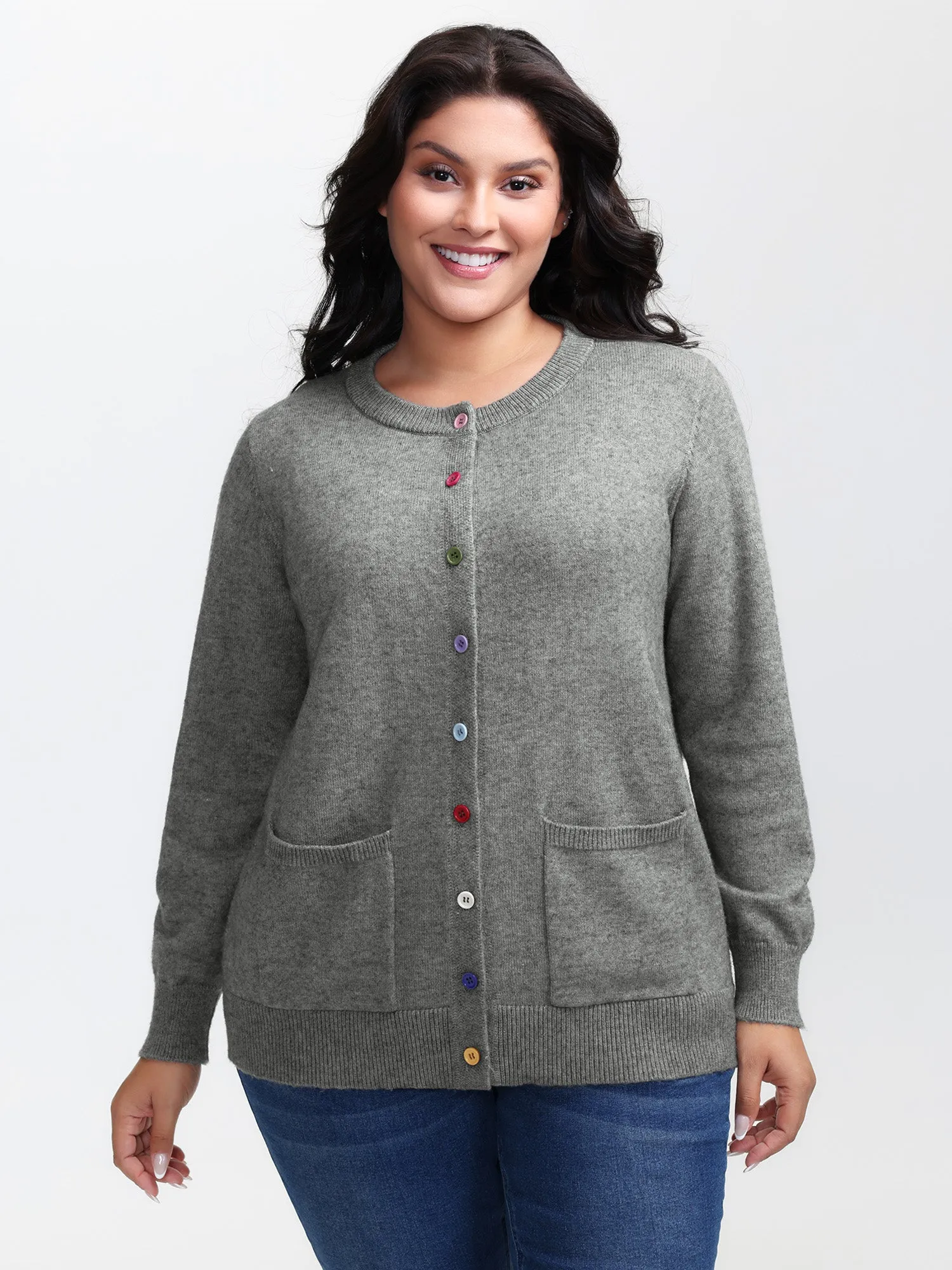 Supersoft Button Detail Ribbed Hem Pullover sold by Bloomchic