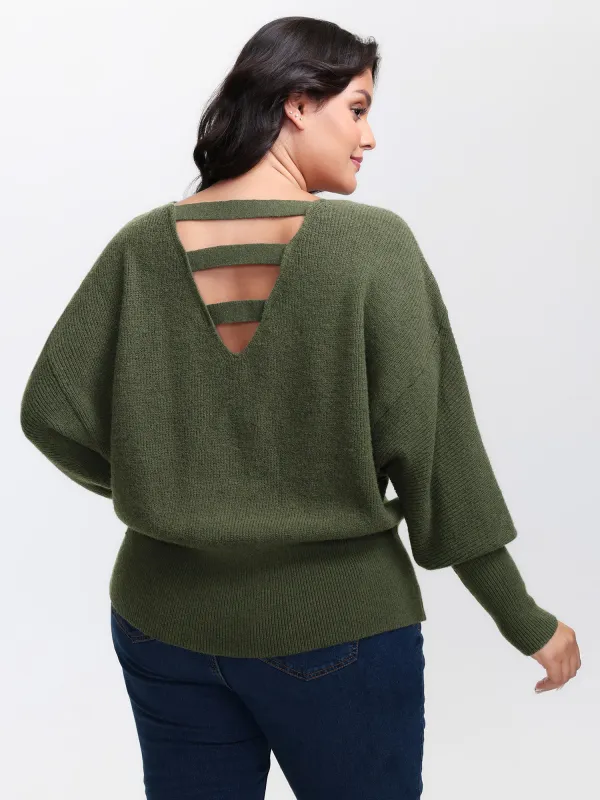 Backless Cut-Out Cropped Pullover sold by Bloomchic