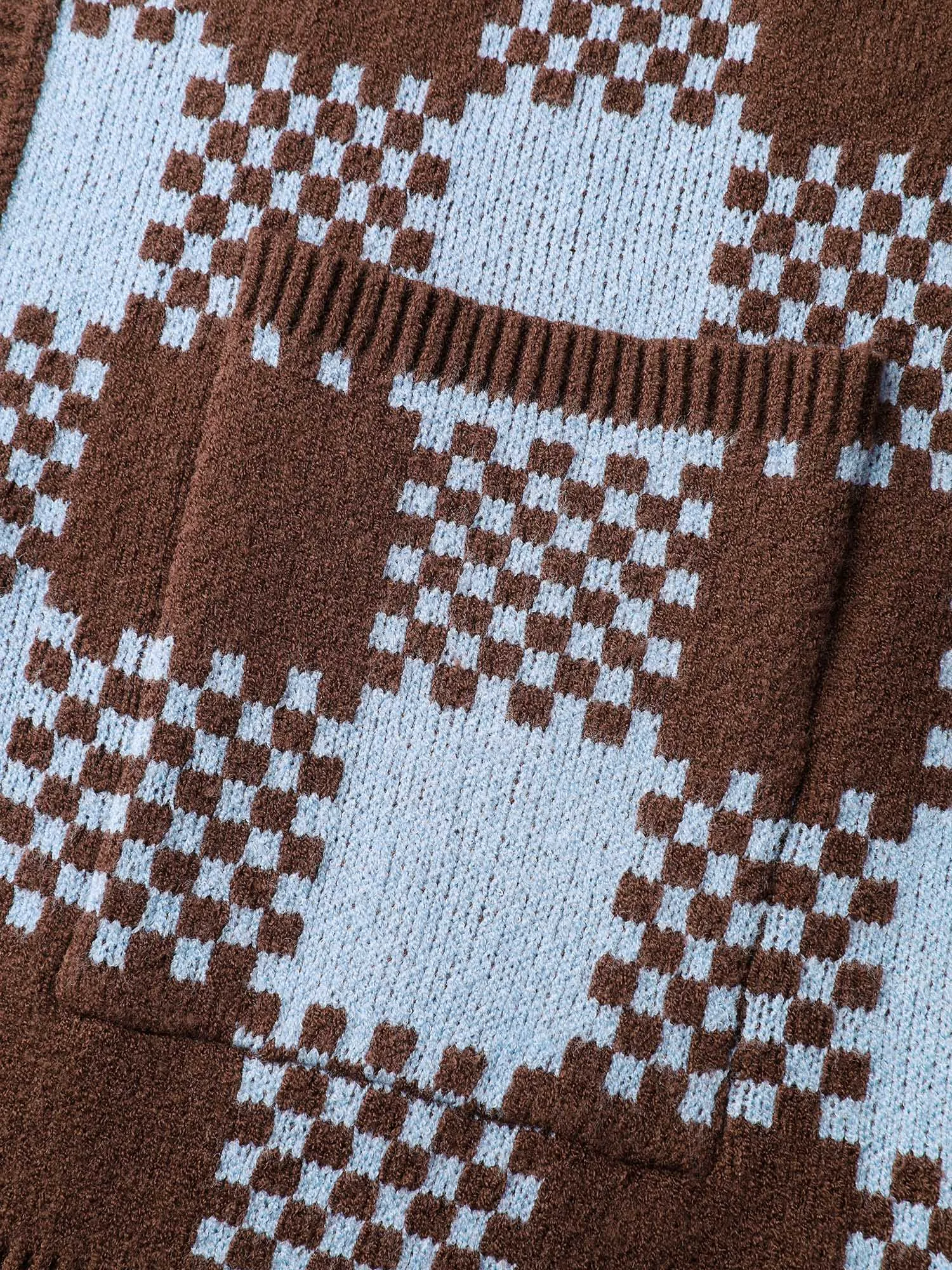 Checkered Pattern Pockets Knit Cardigan sold by Bloomchic product image thumbnail 5