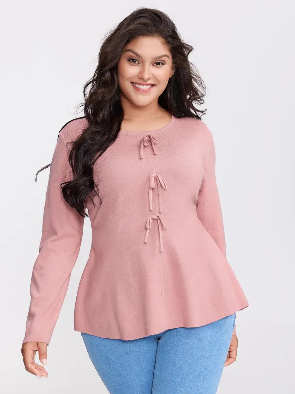 Bowknot Cinched-Waist A-Line Pullover sold by Bloomchic