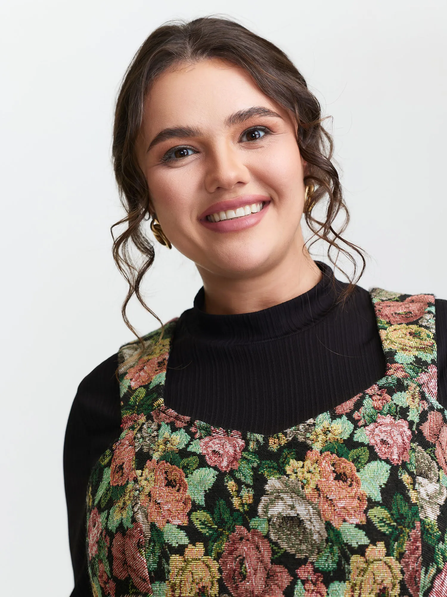 Floral Jacquard Pockets Knee-Length Dress sold by Bloomchic product image thumbnail 2