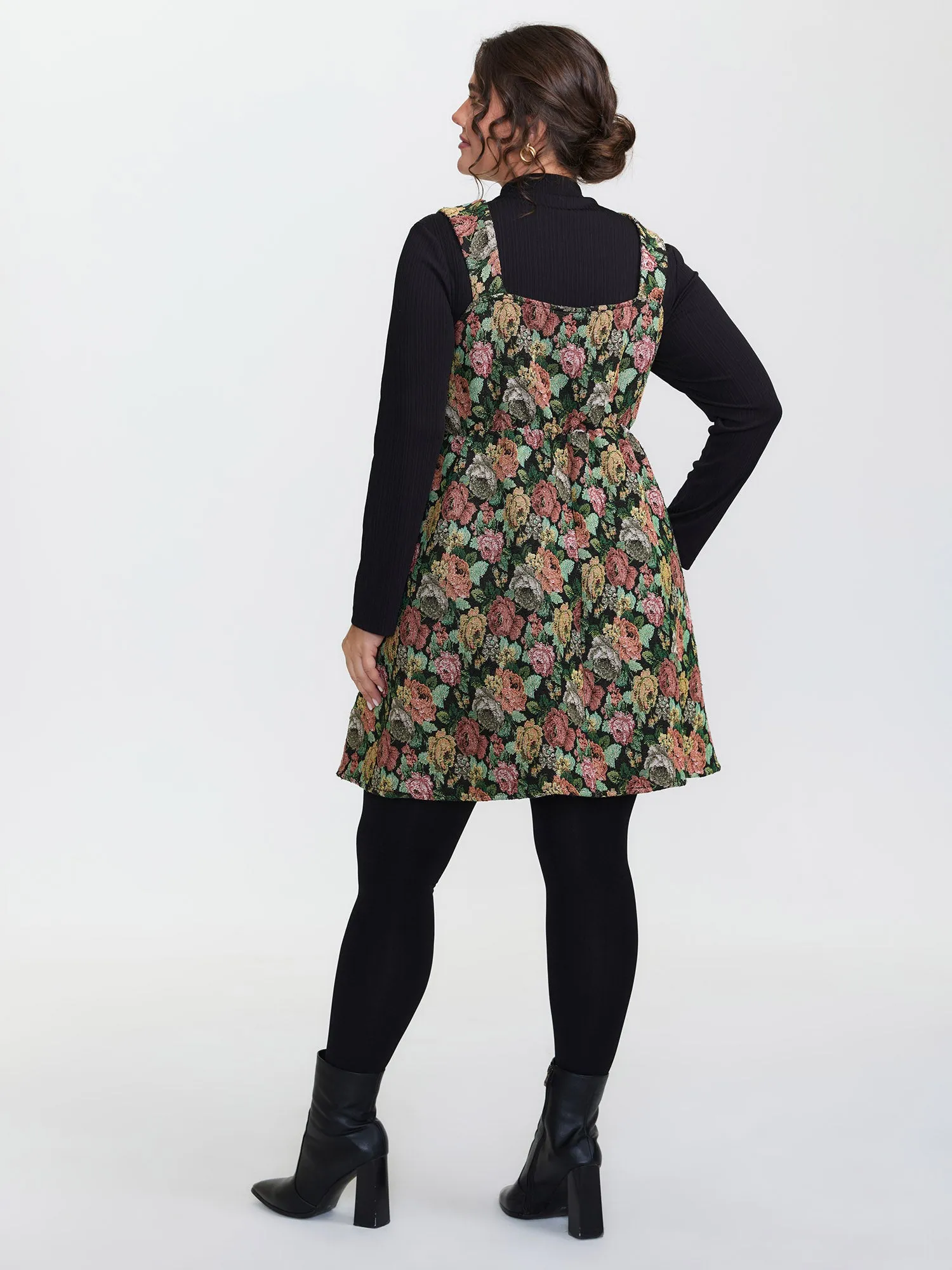 Floral Jacquard Pockets Knee-Length Dress sold by Bloomchic product image thumbnail 4