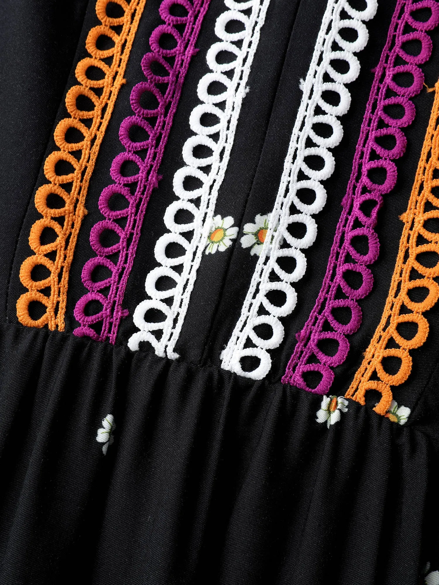 Floral Color Contrast Flared Sleeve Maxi Dress sold by Bloomchic product image thumbnail 5