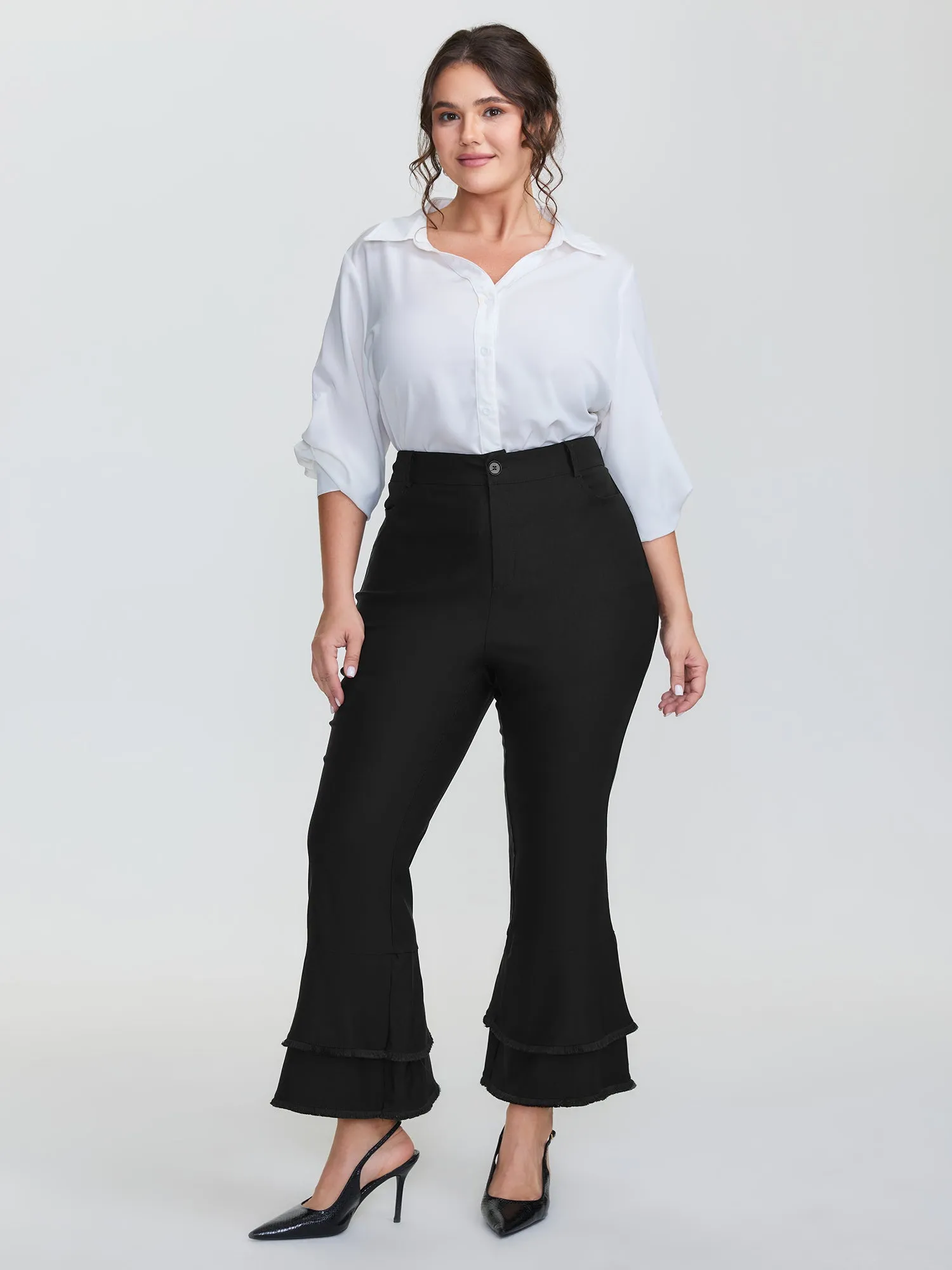 Lotus Leaf Hem Rough Edge Pants sold by Bloomchic