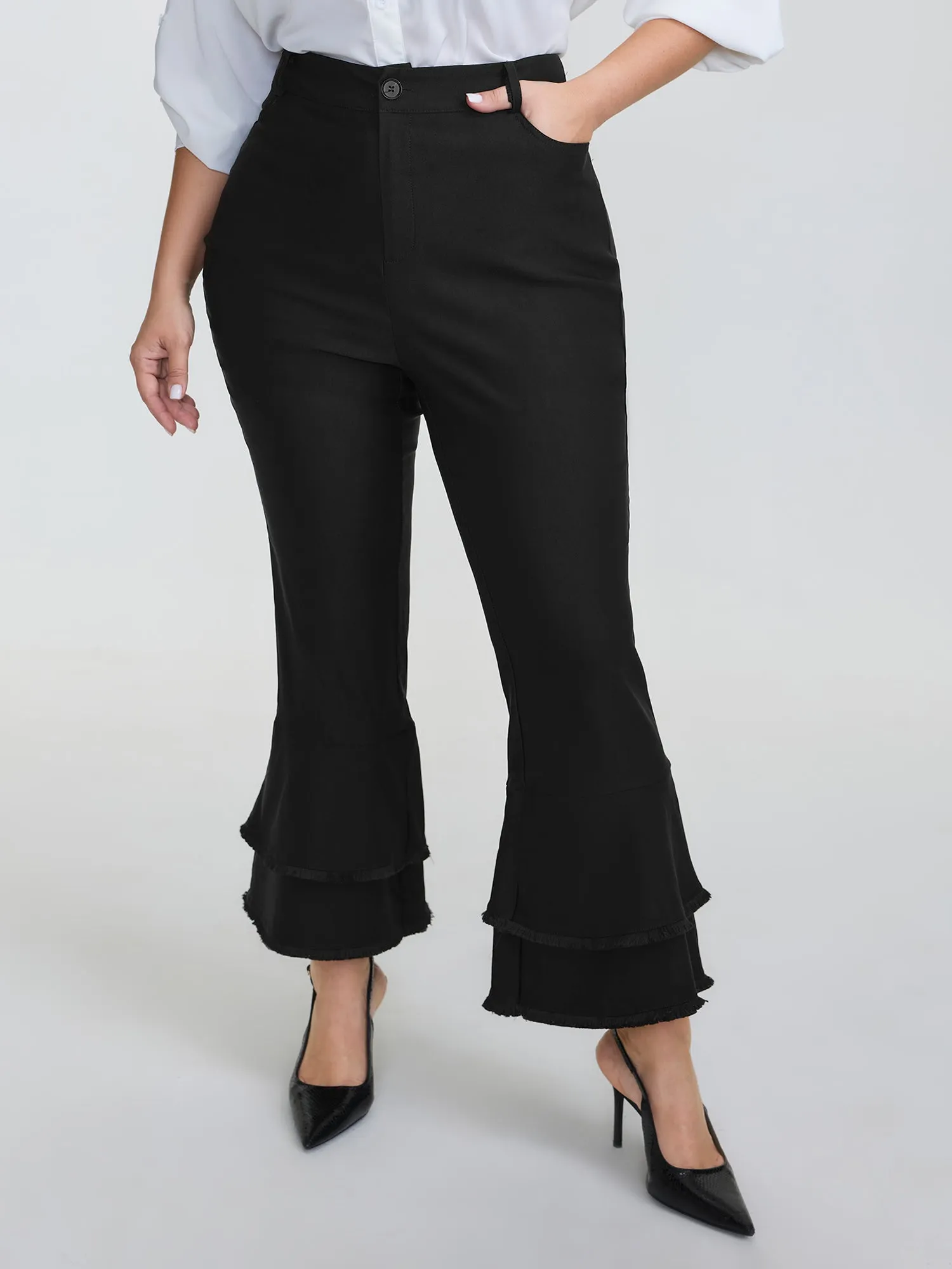 Lotus Leaf Hem Rough Edge Pants sold by Bloomchic product image thumbnail 2