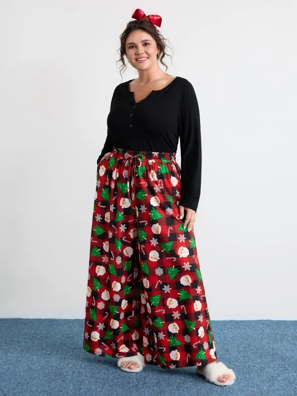 Santa Claus Christmas Wide Lounge Bottoms sold by Bloomchic