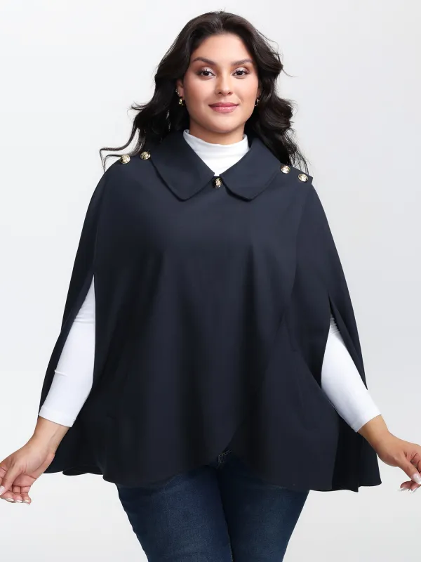 Cape Button Wrap Coat sold by Bloomchic
