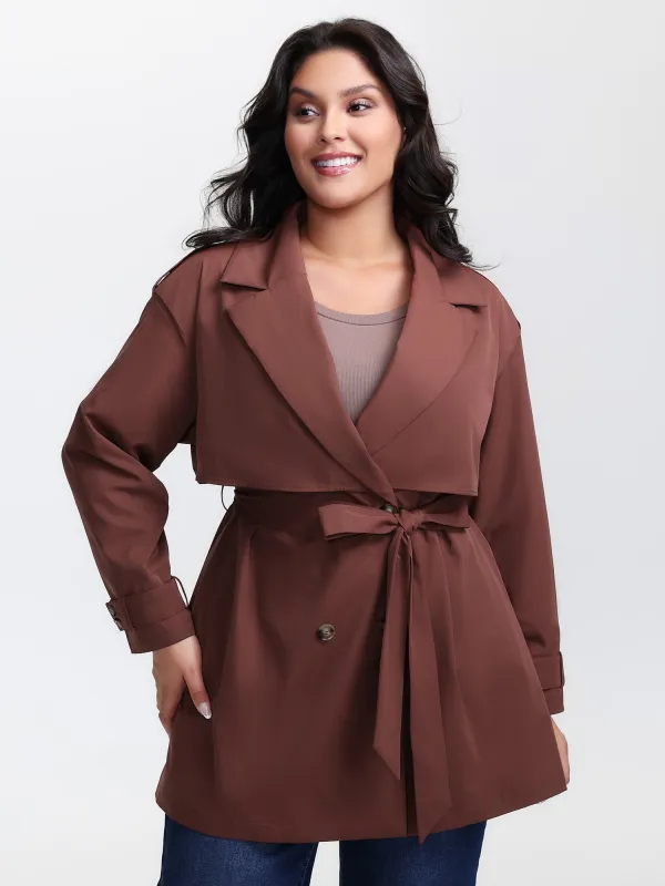 Button Belted Layered Trench Coat sold by Bloomchic