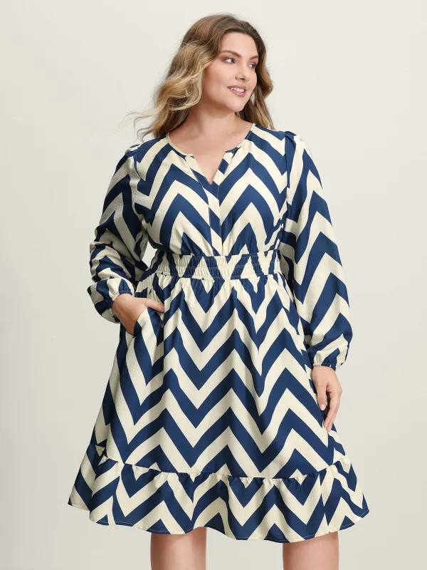 Wavy Textured Stretchy Waist Midi Dress sold by Bloomchic