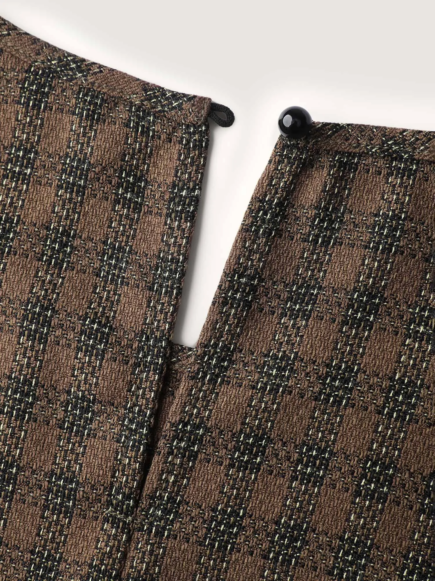 Yarn-Dyed Flared Sleeve A-Line Knee-Length Dress sold by Bloomchic product image thumbnail 5