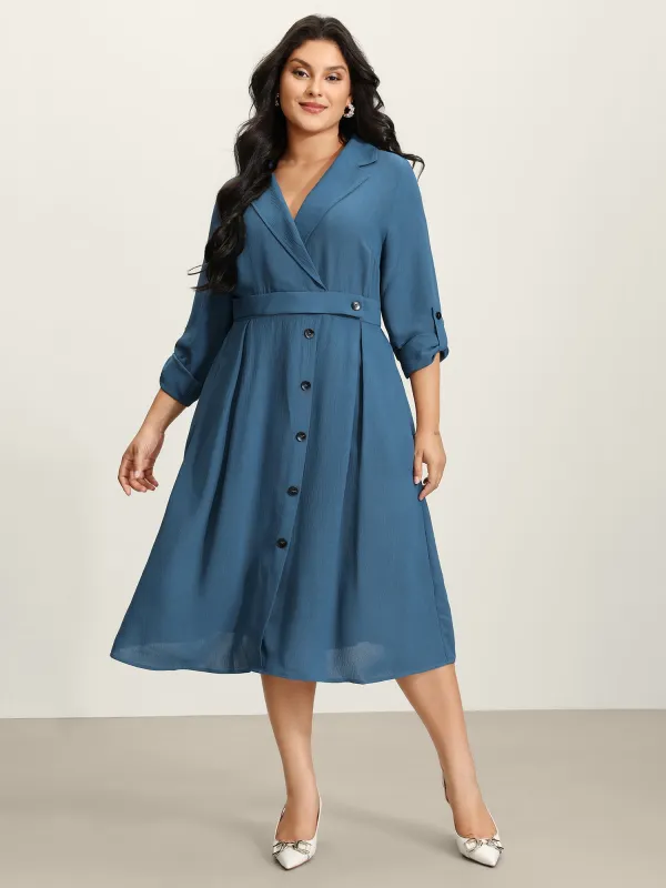 Button Detail Waist-Defining Midi Dress sold by Bloomchic