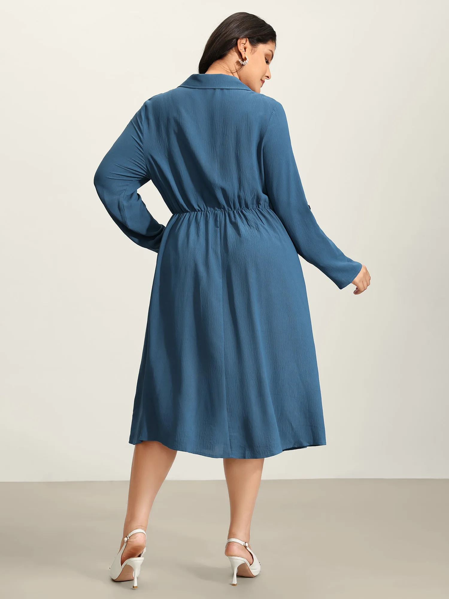 Button Detail Waist-Defining Midi Dress sold by Bloomchic product image thumbnail 4