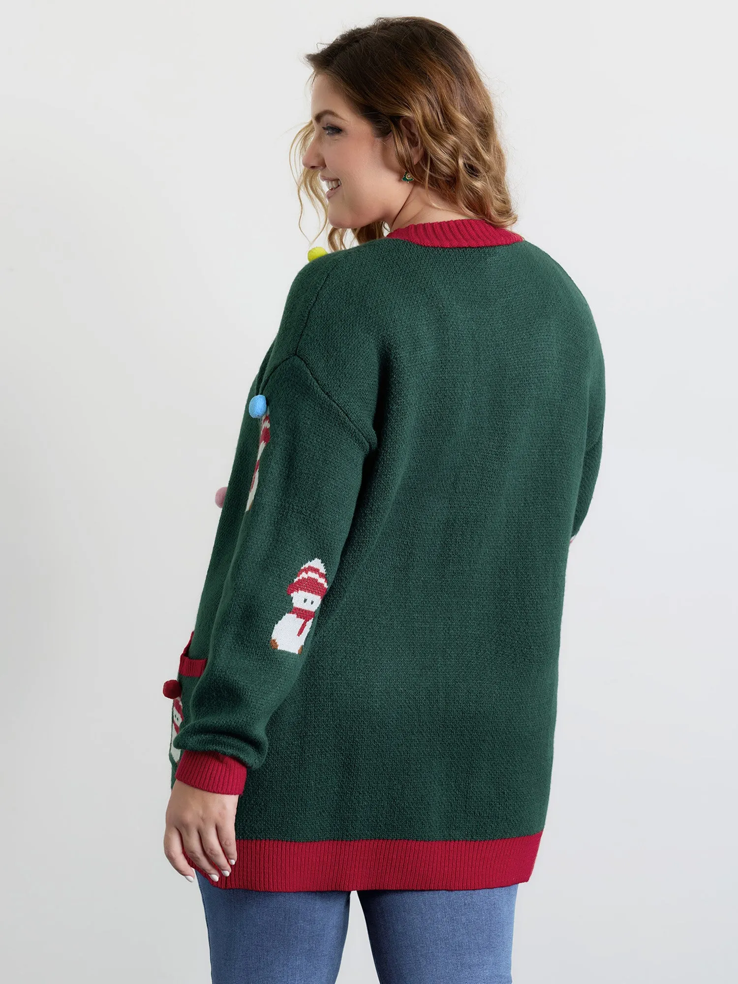 3D Snowman Jacquard Placket Knit Cardigan sold by Bloomchic product image thumbnail 4