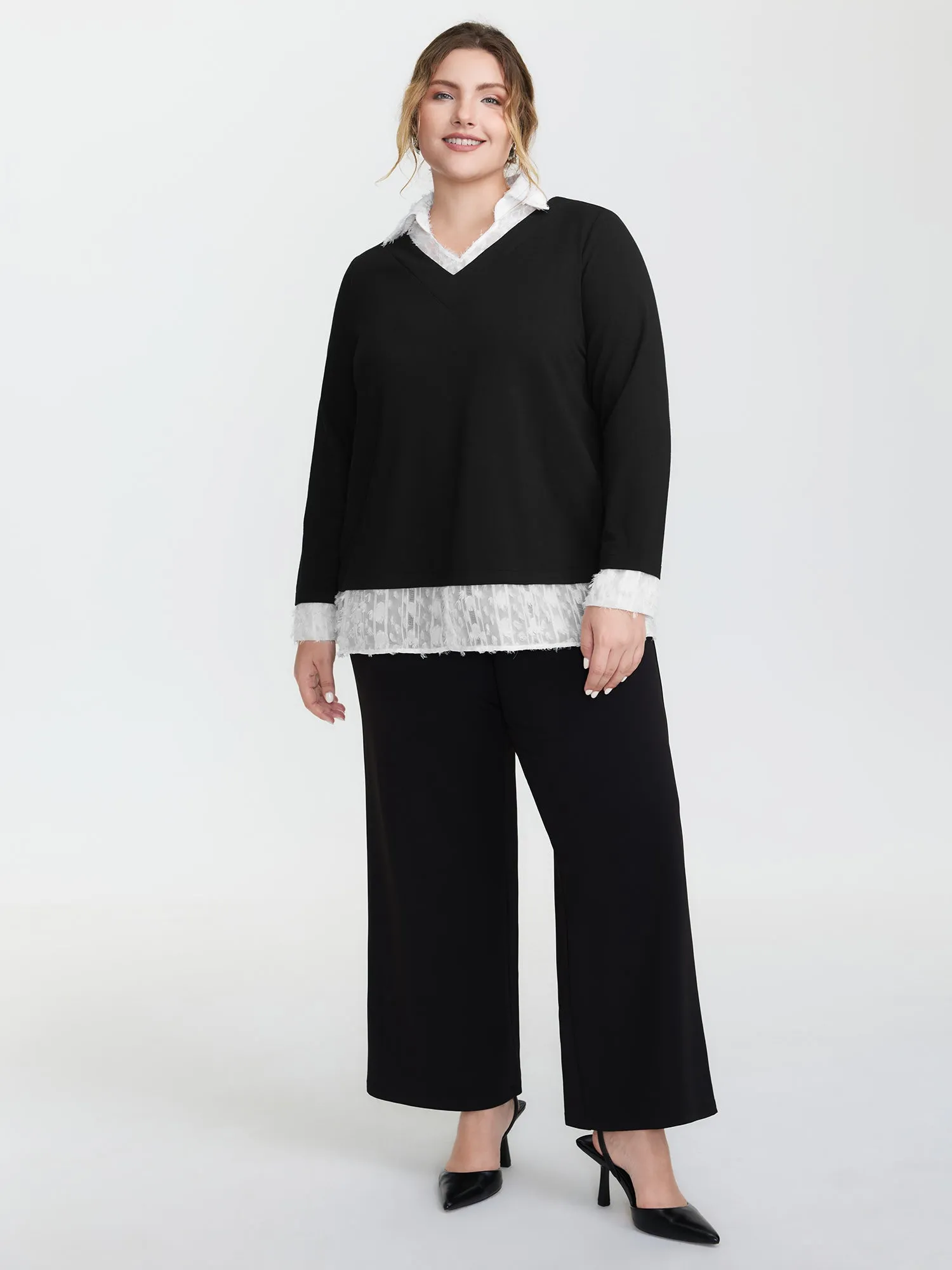 Stretchy Mixed Fabric Contrast Sweatshirt sold by Bloomchic product image thumbnail 3