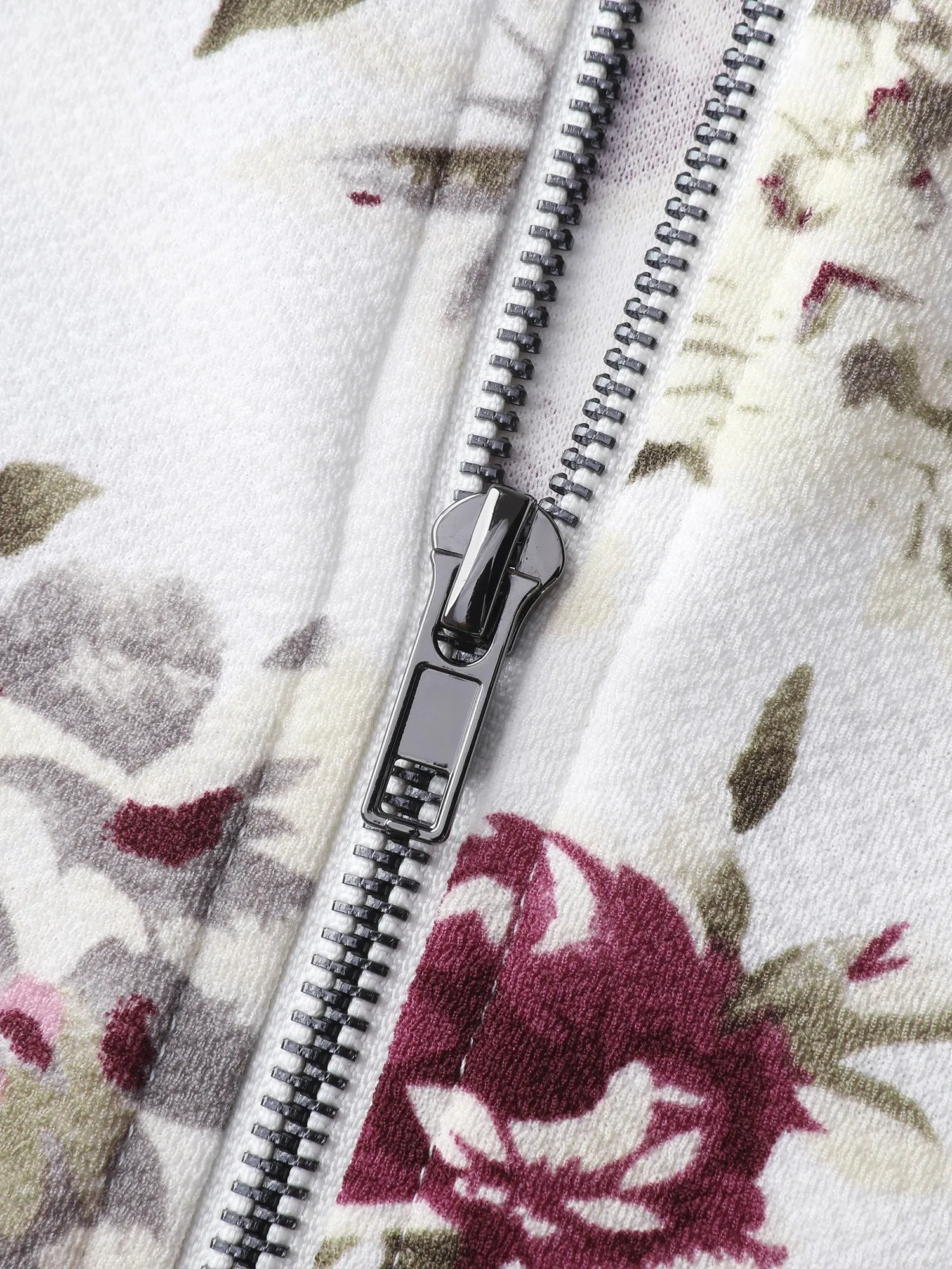 Flower Print Pockets Zipper Jacket sold by Bloomchic product image thumbnail 5