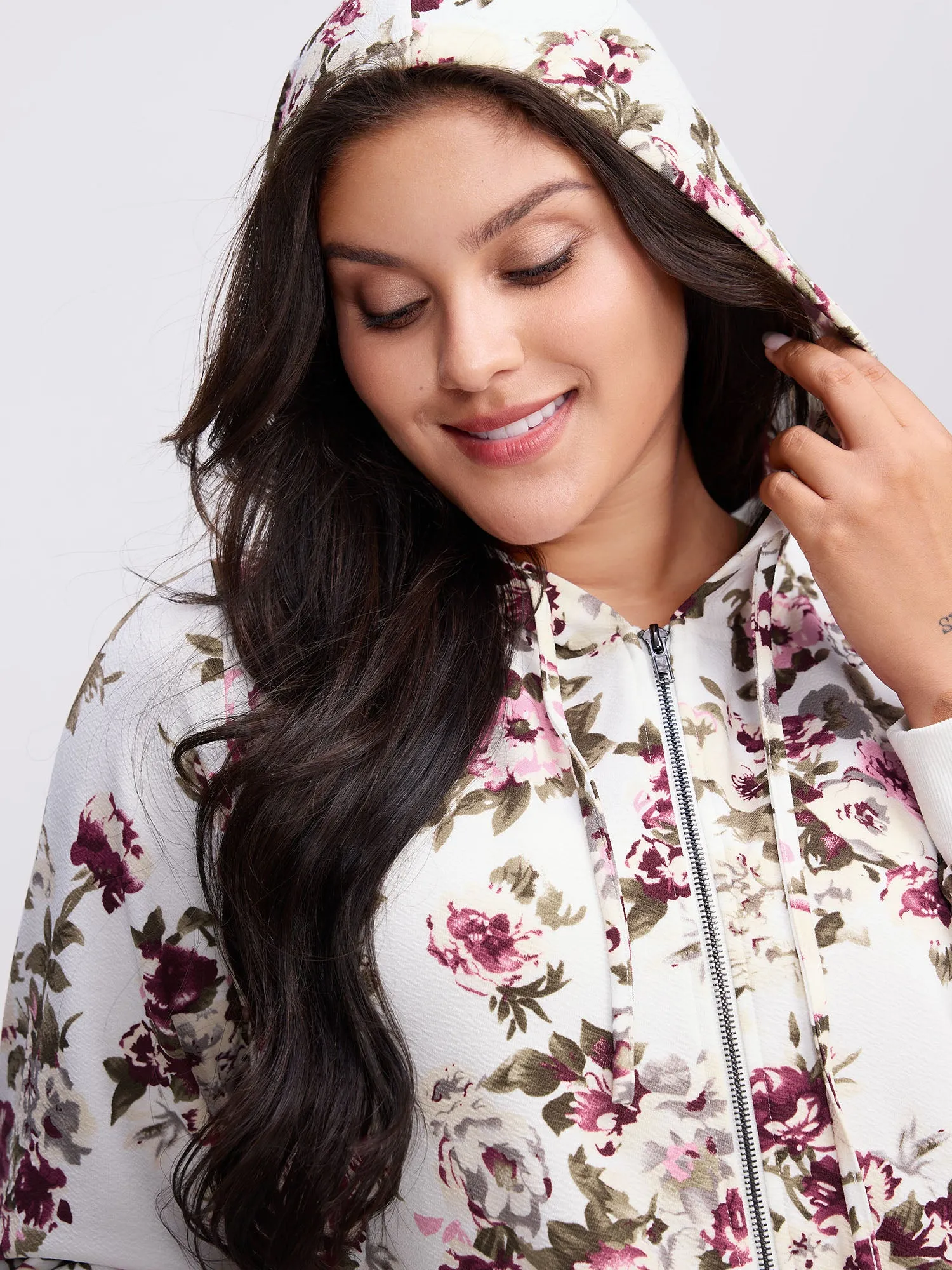 Flower Print Pockets Zipper Jacket sold by Bloomchic product image thumbnail 2