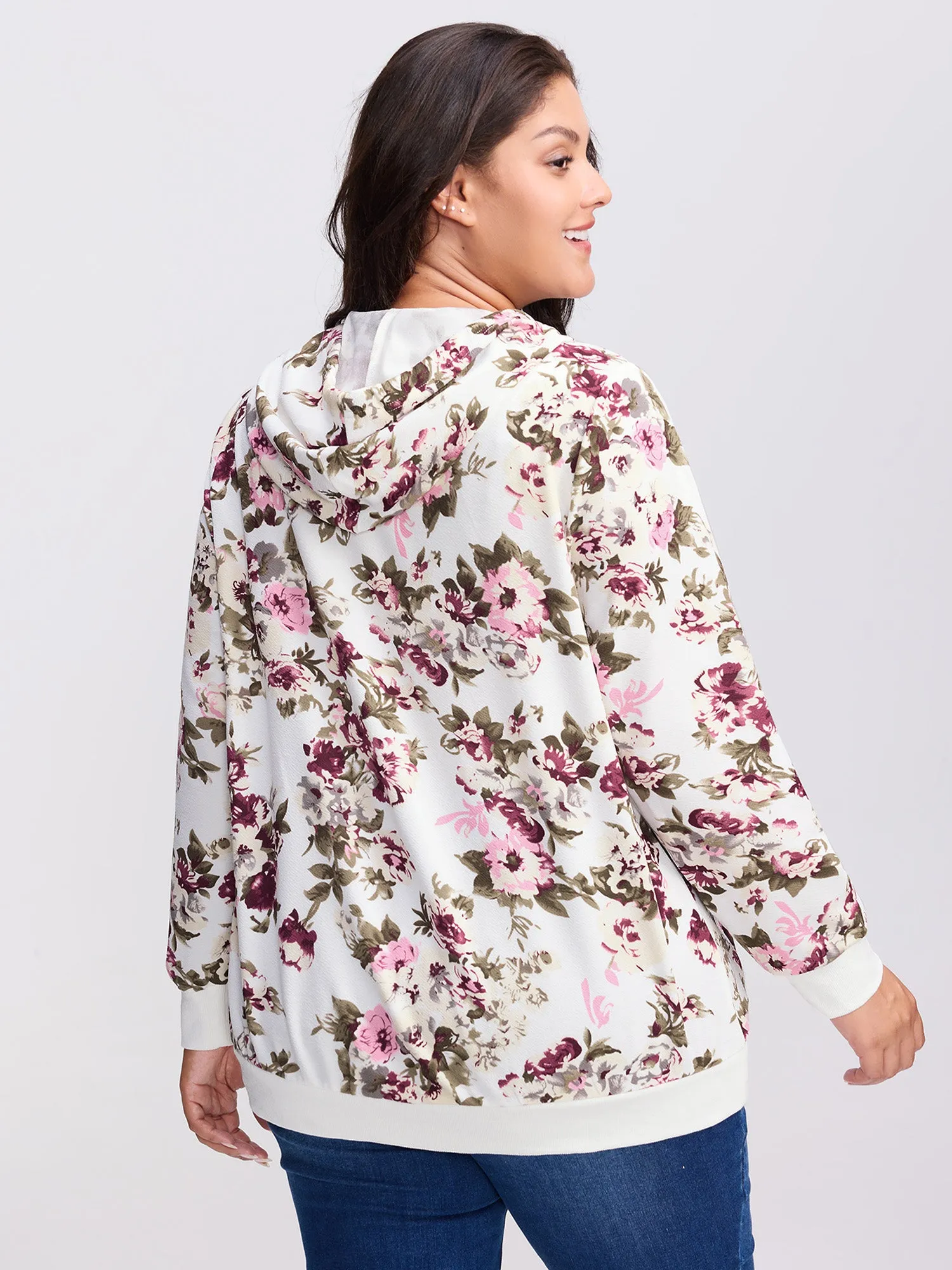 Flower Print Pockets Zipper Jacket sold by Bloomchic product image thumbnail 4