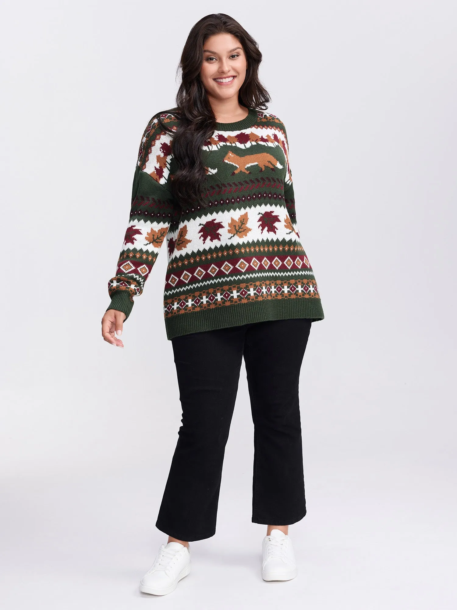 Forest Pattern Jacquard Round Neck Pullover sold by Bloomchic product image thumbnail 3