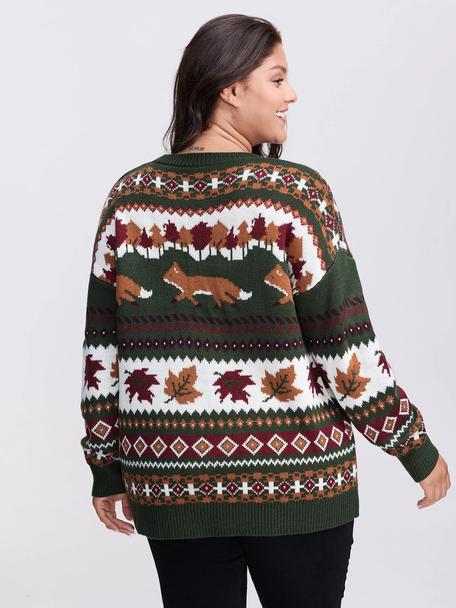 Forest Pattern Jacquard Round Neck Pullover sold by Bloomchic product image thumbnail 4