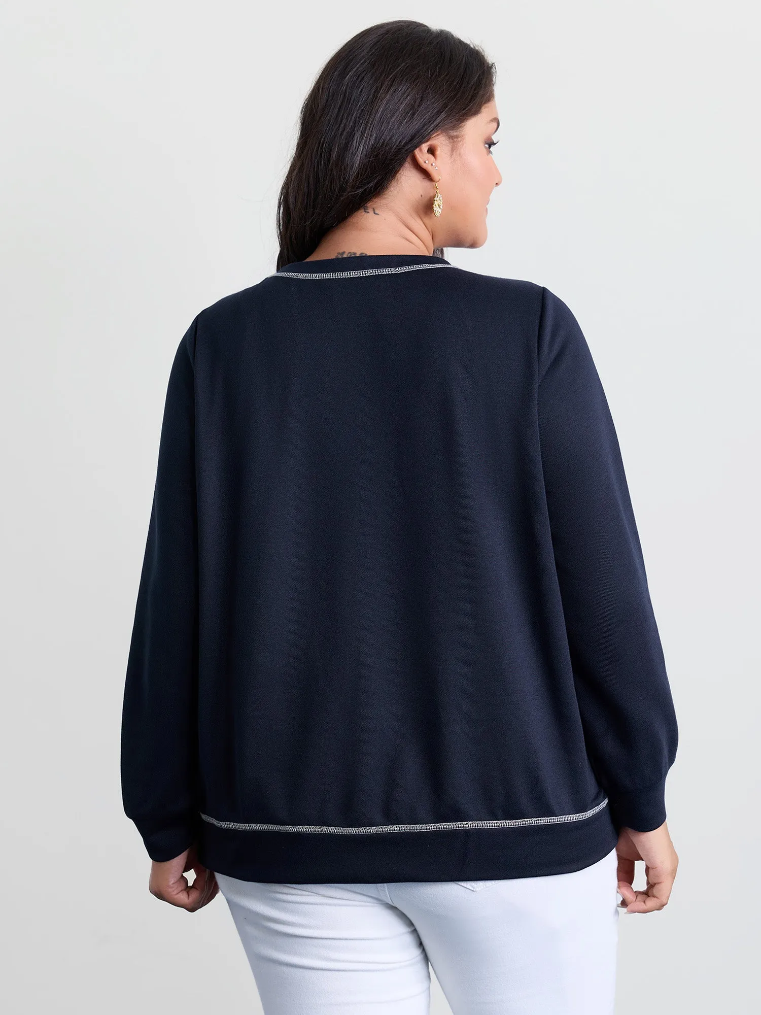 Holiday Tree Applique Embroidery Sweatshirt sold by Bloomchic product image thumbnail 4