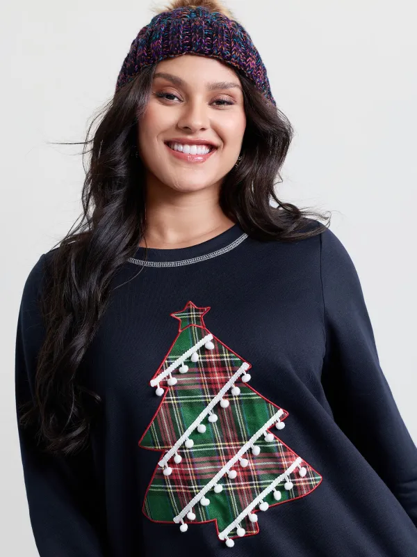 Holiday Tree Applique Embroidery Sweatshirt sold by Bloomchic
