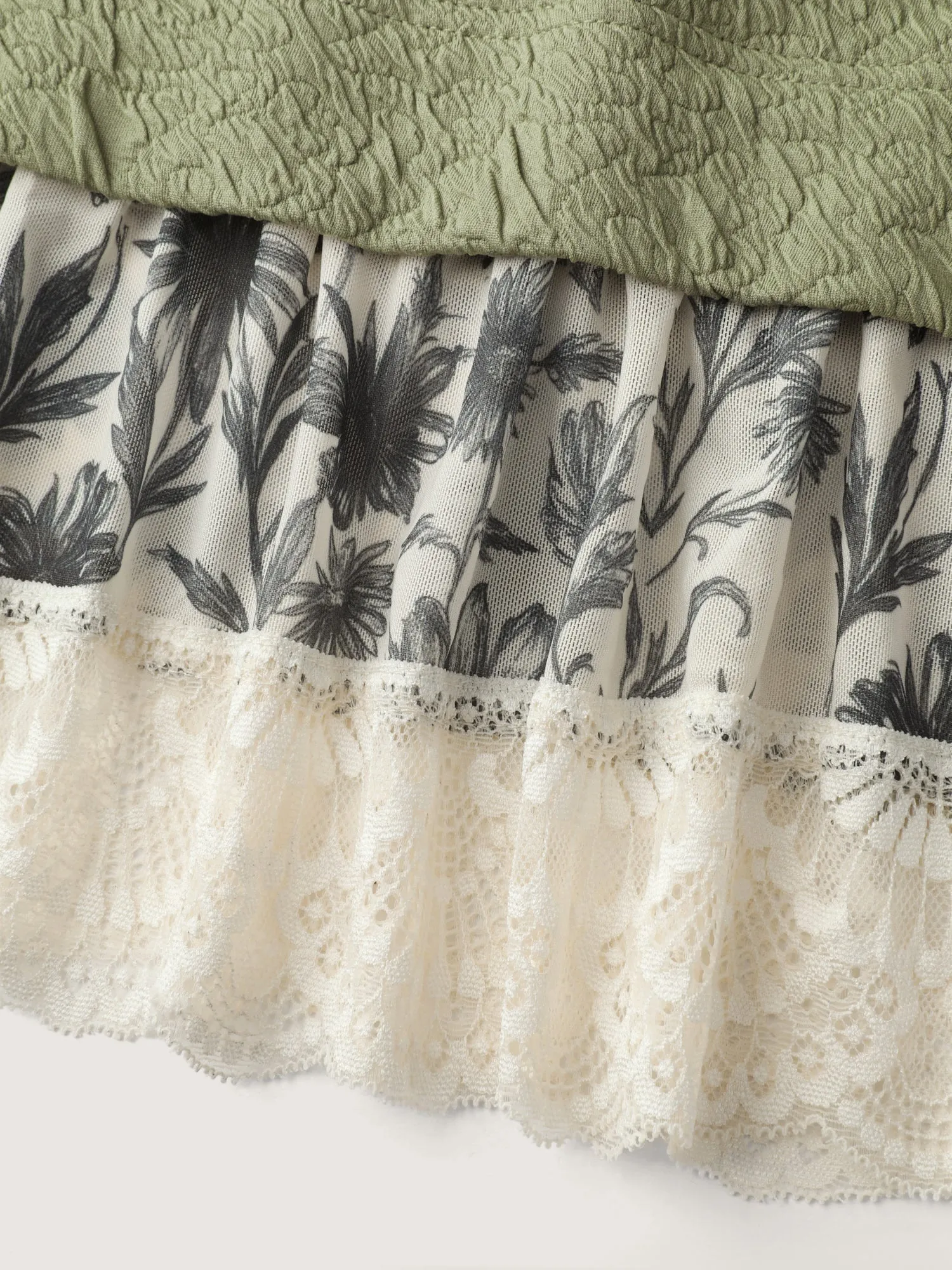 Textured Lace Layered Balloon Sleeve Sweatshirt sold by Bloomchic product image thumbnail 5