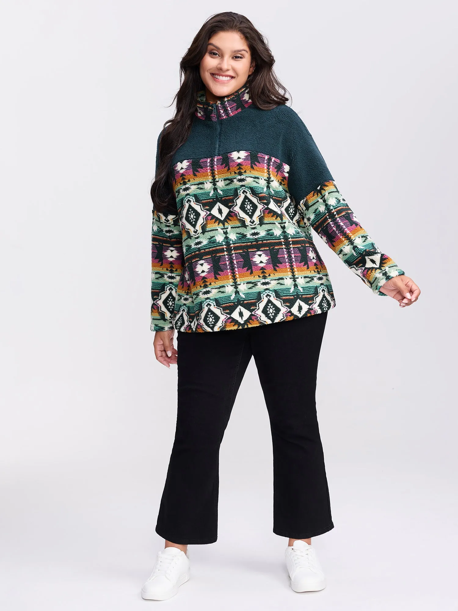 Boho Print Zipper Front Sweatshirt sold by Bloomchic product image thumbnail 3