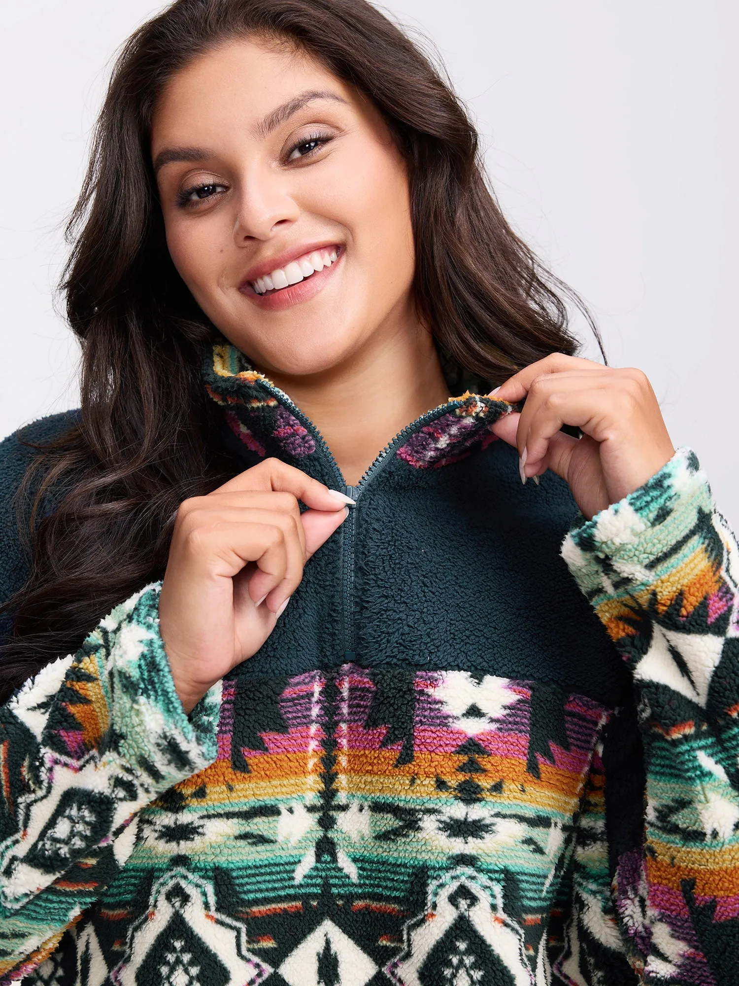 Boho Print Zipper Front Sweatshirt sold by Bloomchic product image thumbnail 2