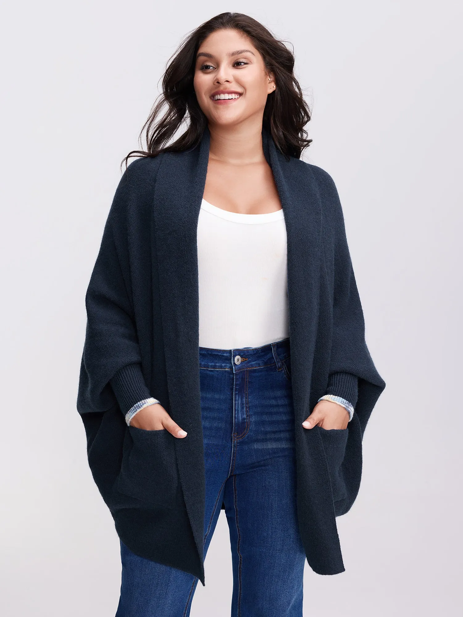 Heart Pattern Flowy Front-Open Knit Cardigan sold by Bloomchic product image thumbnail 3