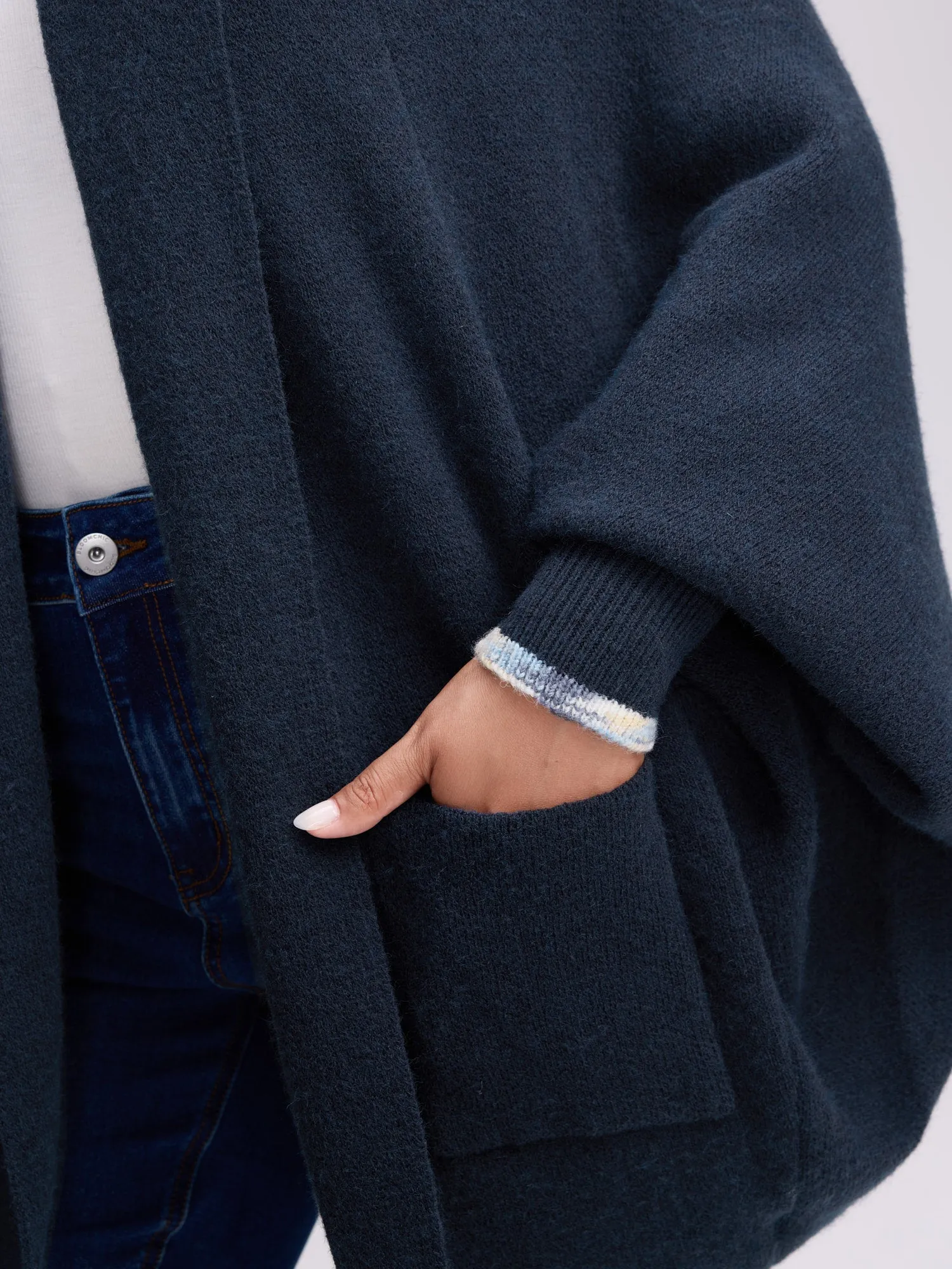 Heart Pattern Flowy Front-Open Knit Cardigan sold by Bloomchic product image thumbnail 4