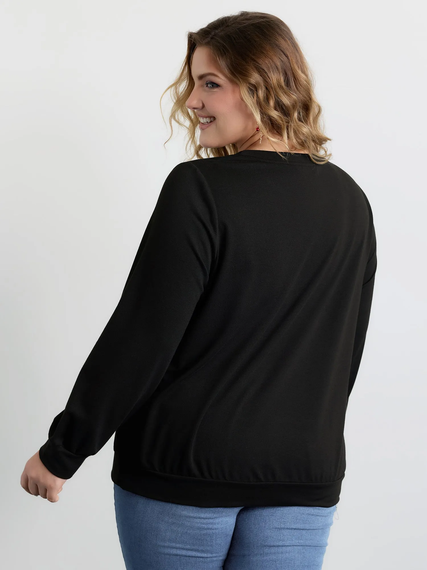 Happy Go Lucky Sequin Embroidery Sweatshirt sold by Bloomchic product image thumbnail 4