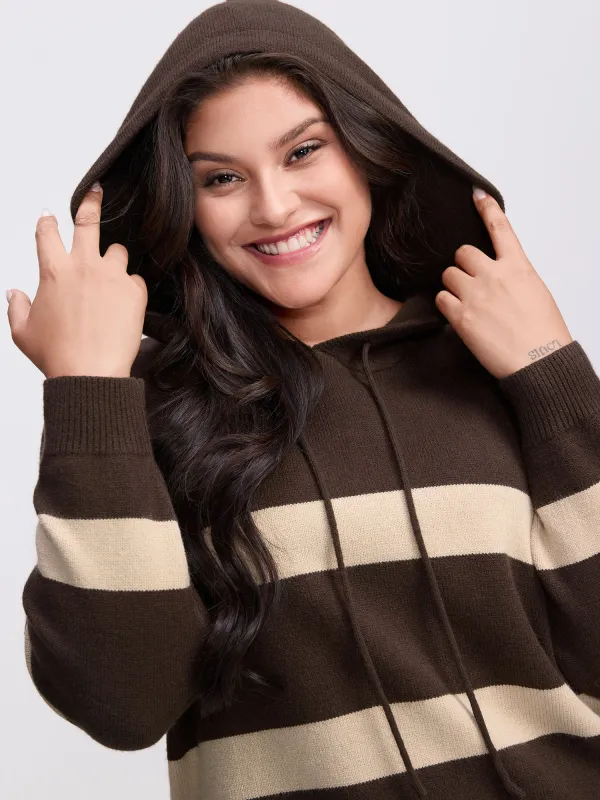 Supersoft Stripe Slit Hooded Pullover sold by Bloomchic