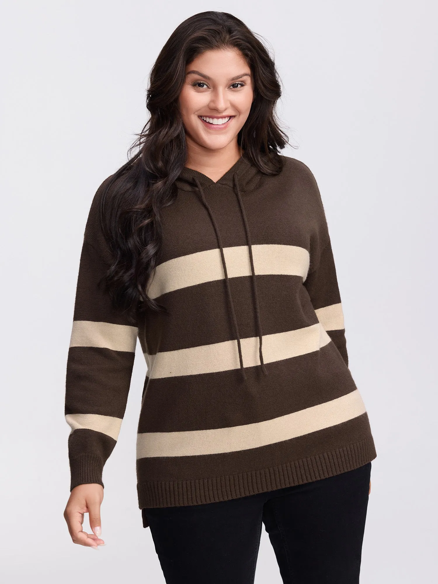 Supersoft Stripe Slit Hooded Pullover sold by Bloomchic product image thumbnail 2