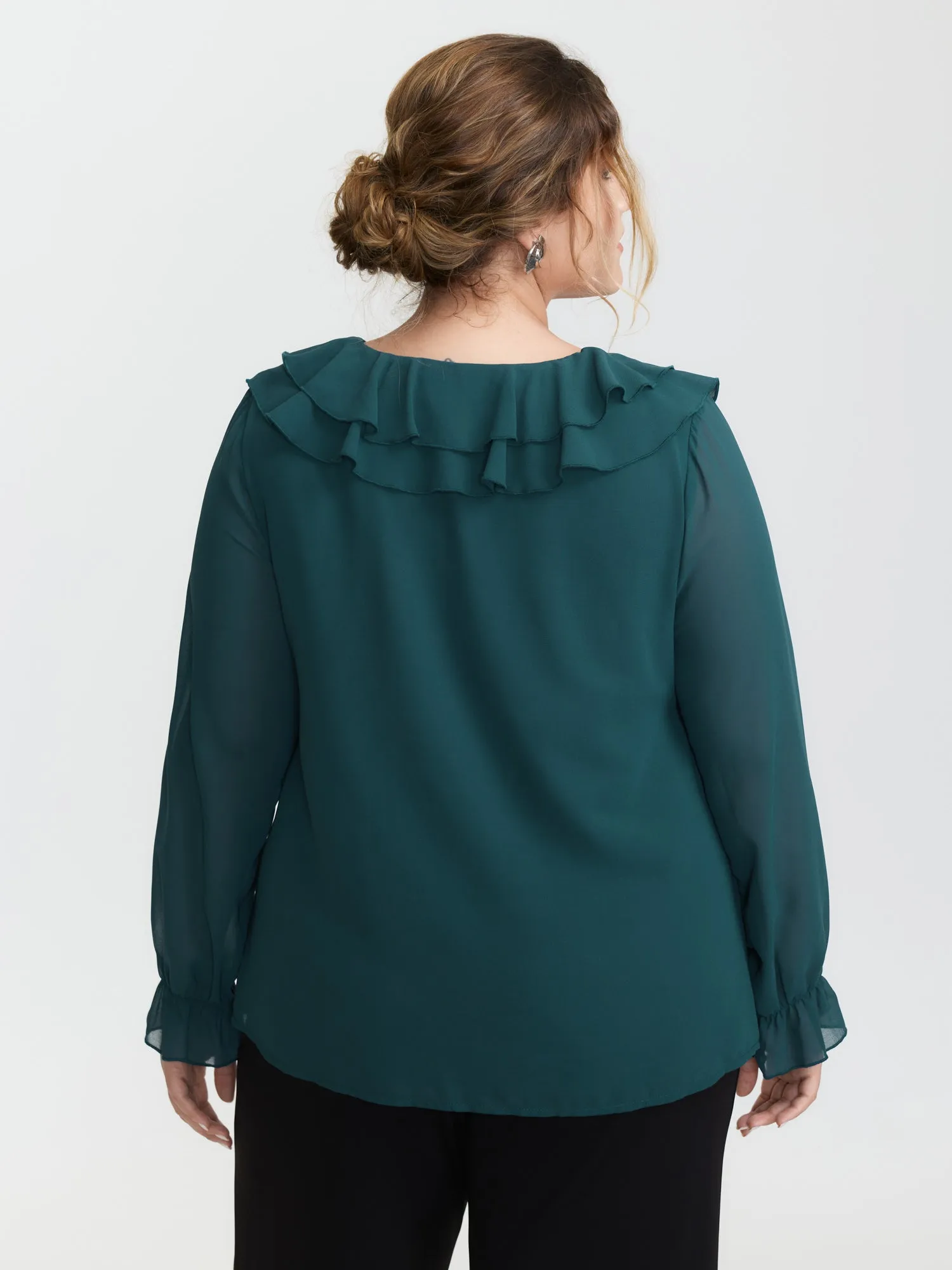 Ruffle Trim Cross-Tie Blouse sold by Bloomchic product image thumbnail 4