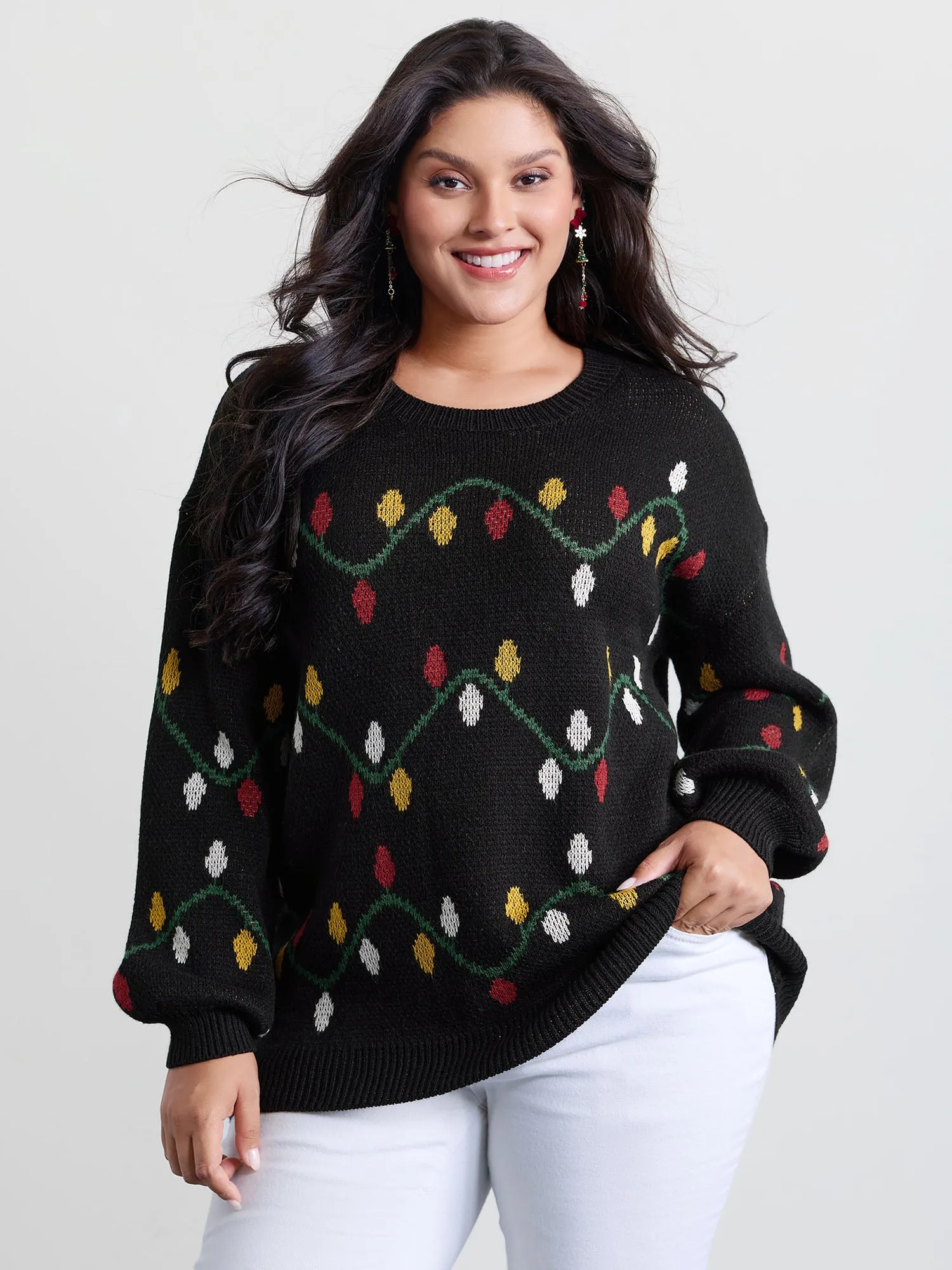 Holiday Lights Micro Lantern Sleeve Pullover sold by Bloomchic product image thumbnail 4