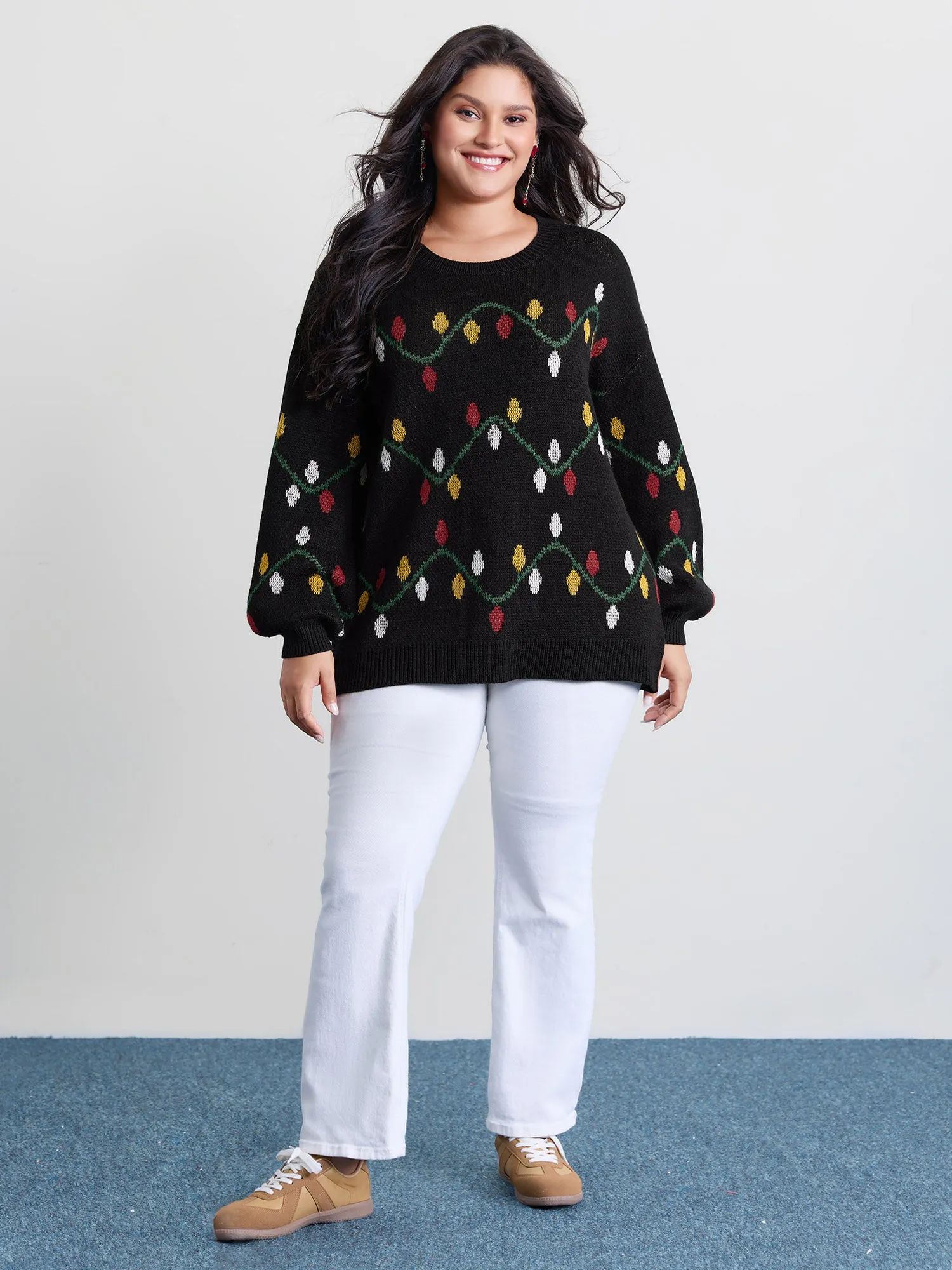 Holiday Lights Micro Lantern Sleeve Pullover sold by Bloomchic product image thumbnail 3