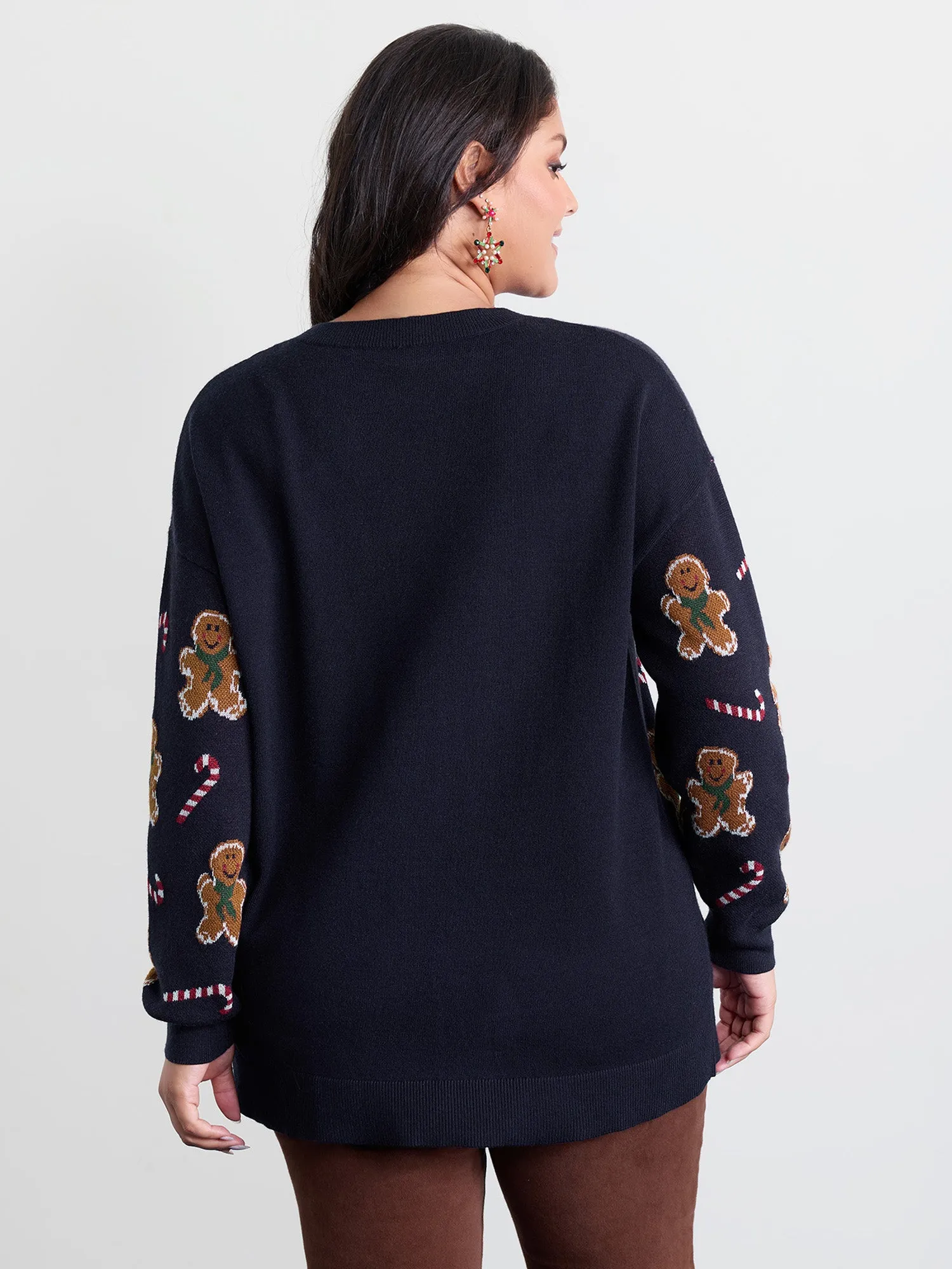 Gingerbread Holiday Jacquard Round Neck Pullover sold by Bloomchic product image thumbnail 5