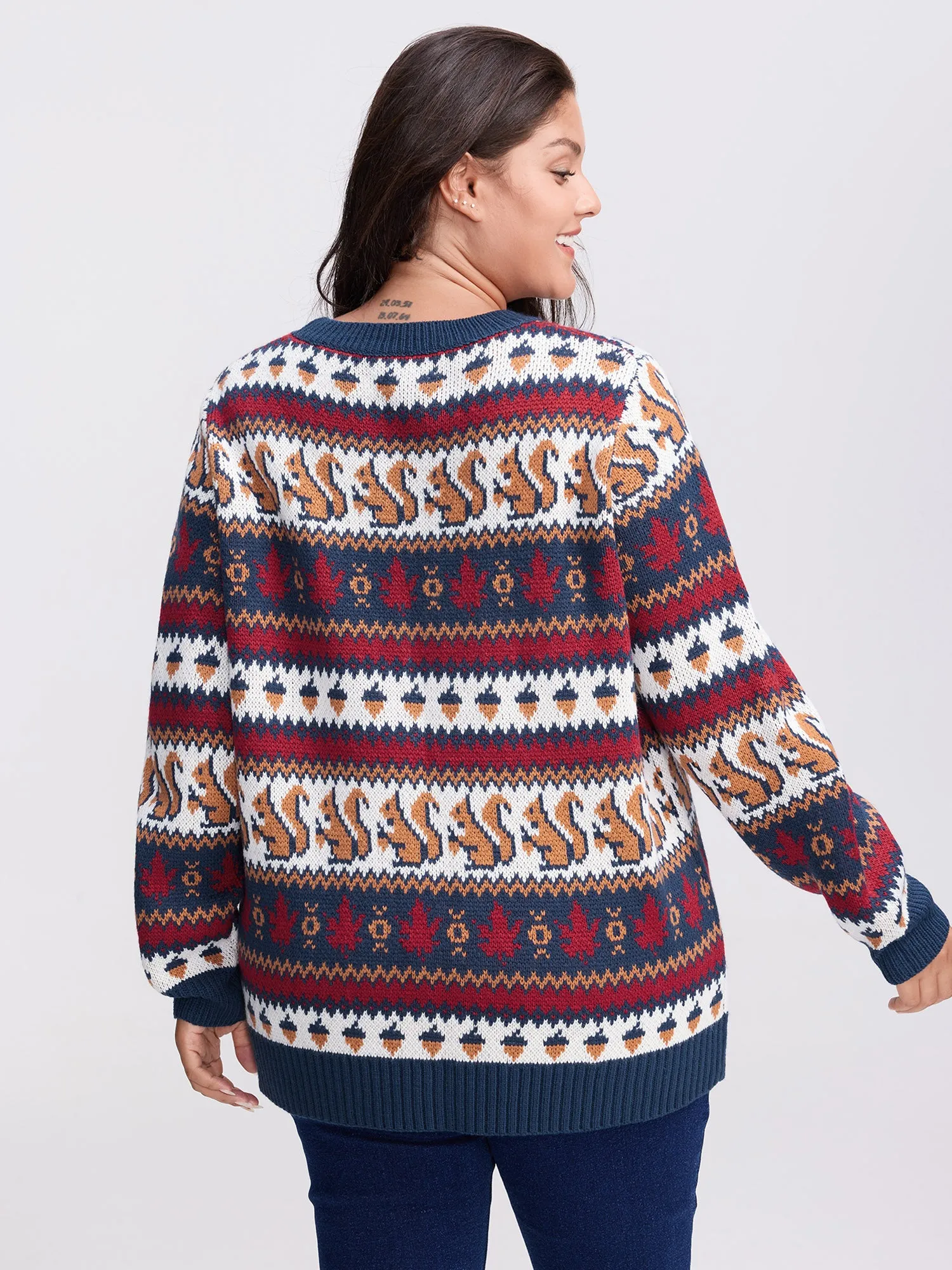 Squirrel Fall Print Jacquard Pullover sold by Bloomchic product image thumbnail 4