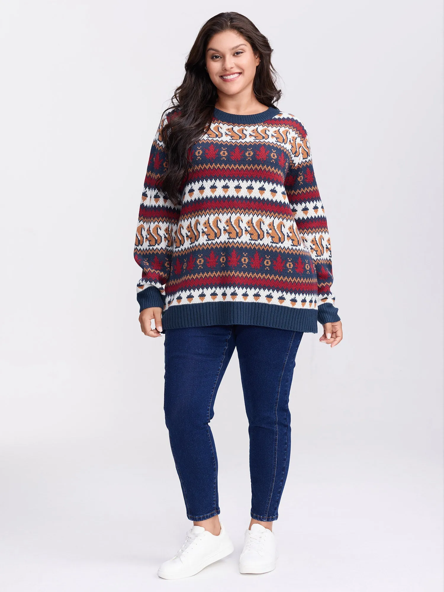 Squirrel Fall Print Jacquard Pullover sold by Bloomchic product image thumbnail 3