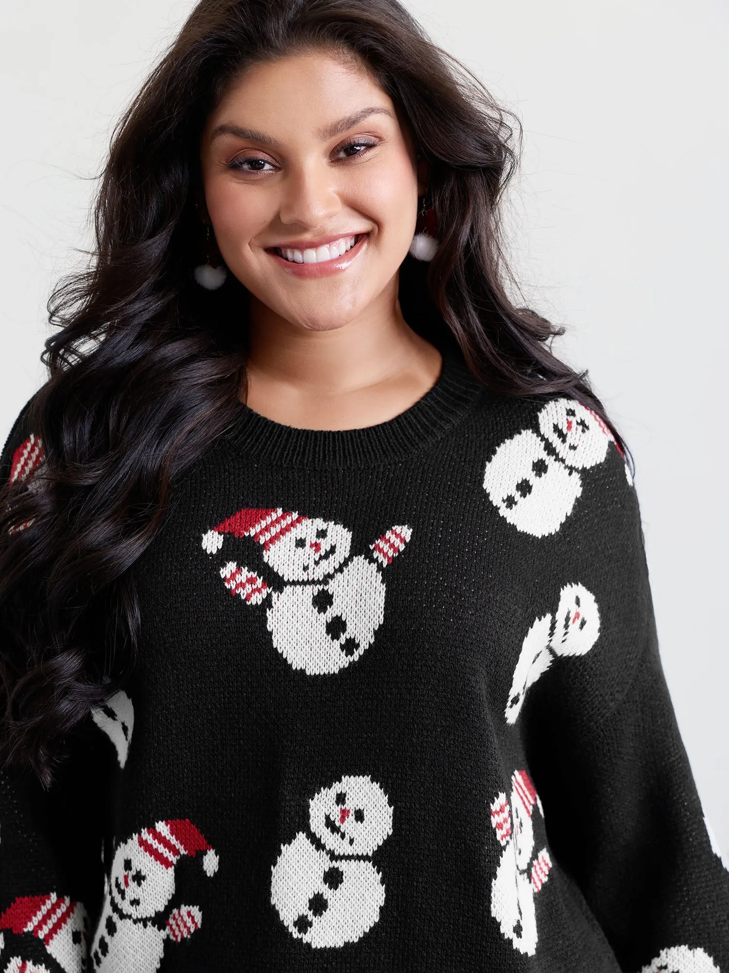 Snowman Jacquard Round Neck Pullover sold by Bloomchic product image thumbnail 2